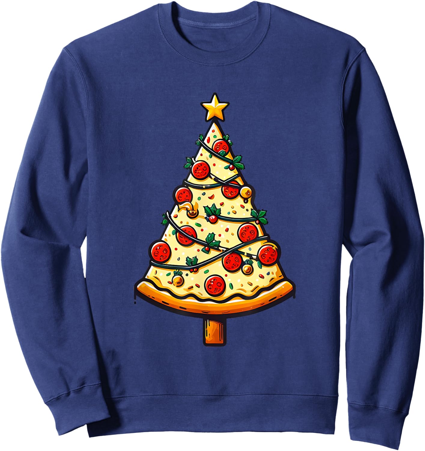 Pizza Christmas Tree Sweatshirt - Sweatshirt | Navy