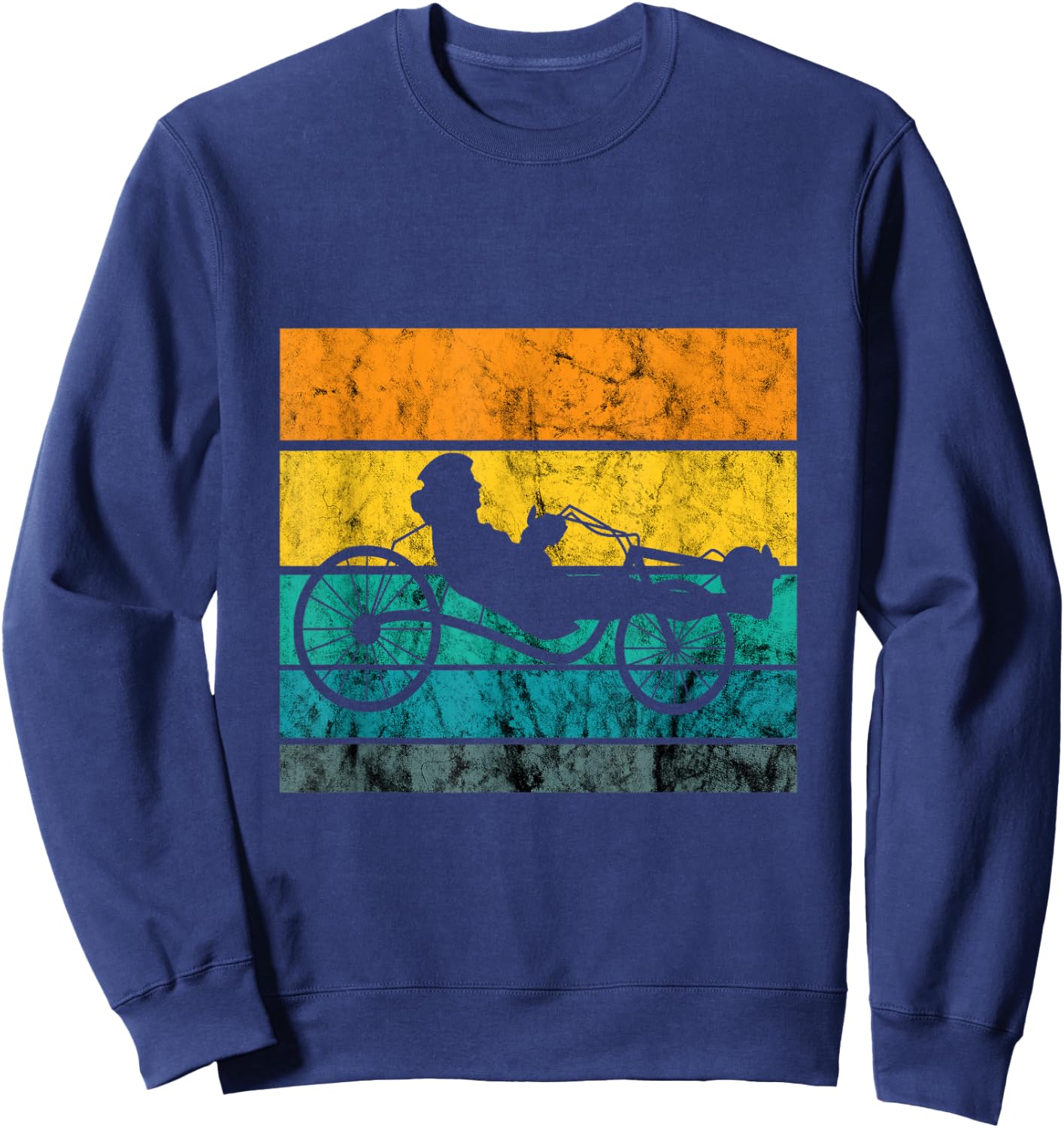 Recumbent Trike Cyclist Vintage Retro Triker Recumbent Bike Sweatshirt - Sweatshirt | Navy
