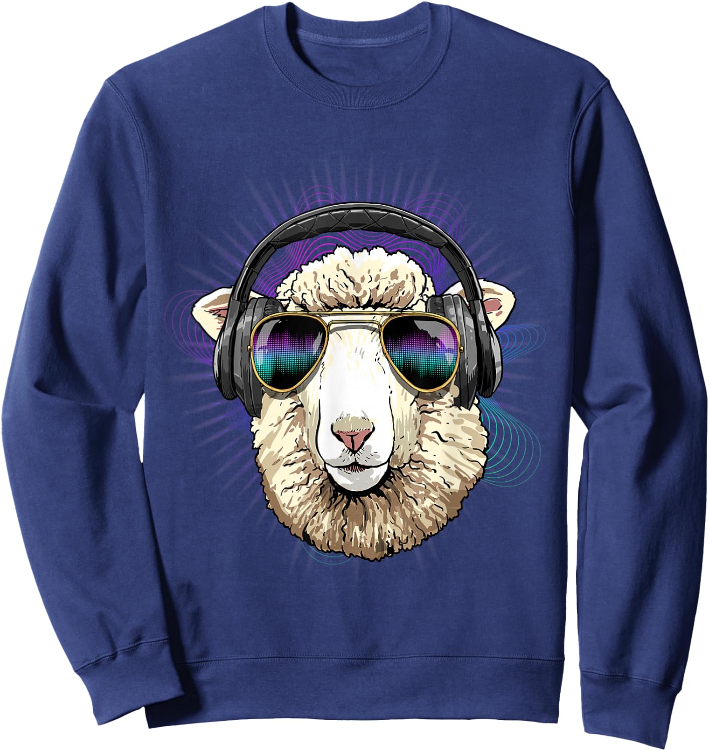 EDM House Music DJ Sheep Lamb Music Lover Music Artist Farm Sweatshirt - Sweatshirt | Navy