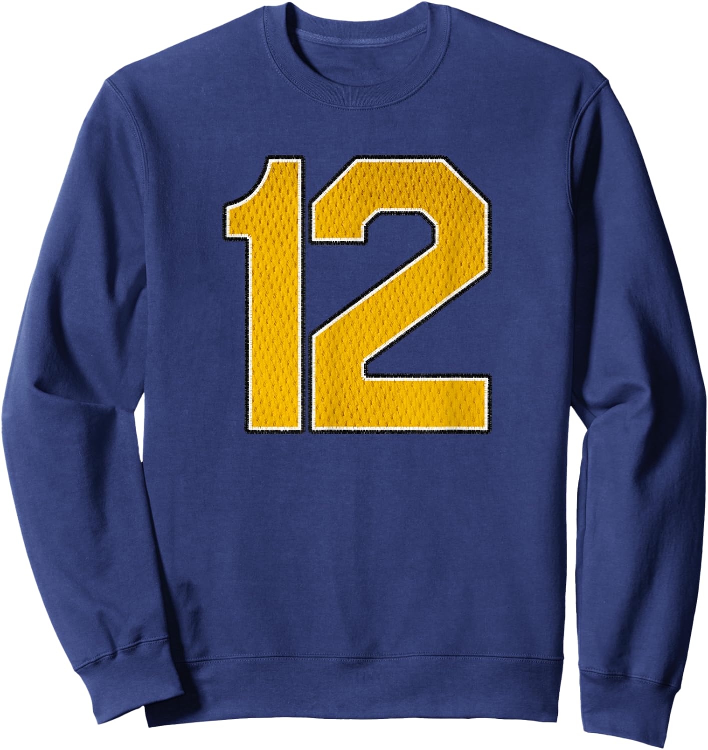Gold Number 12 Athlete Sports Jersey Supporter Fanwear Sweatshirt - Sweatshirt | Navy