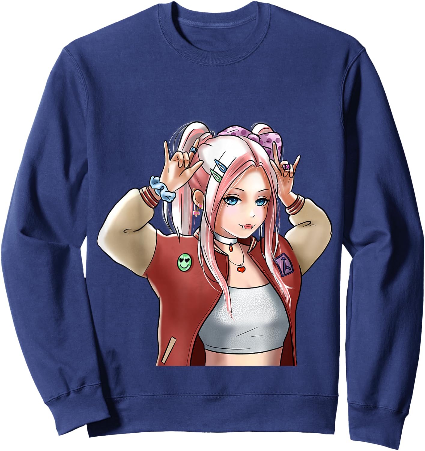 Anime Girl | Otaku Kawaii | Japanese Art Anime Sweatshirt - Sweatshirt | Navy