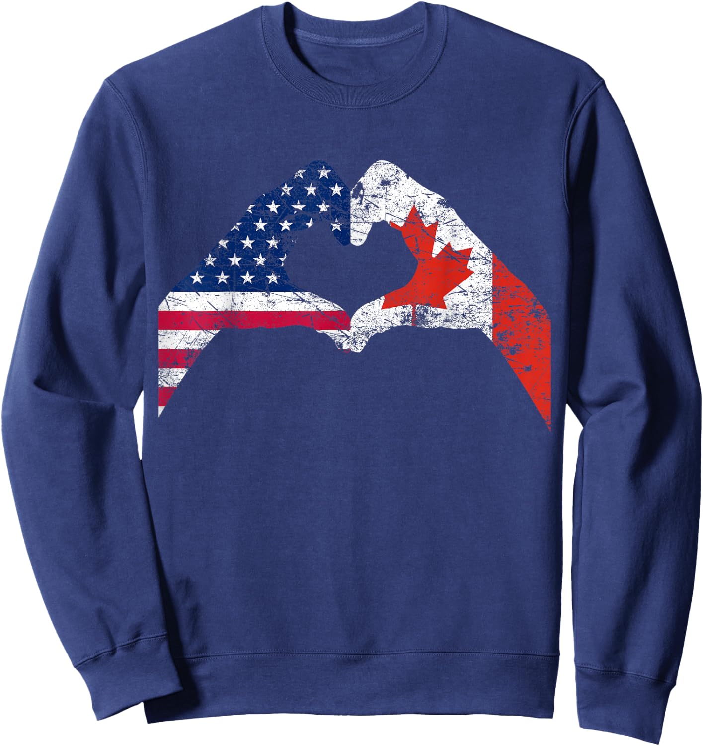 Love America Canada Flag US EH Vintage Sweatshirt - Sweatshirt | Navy