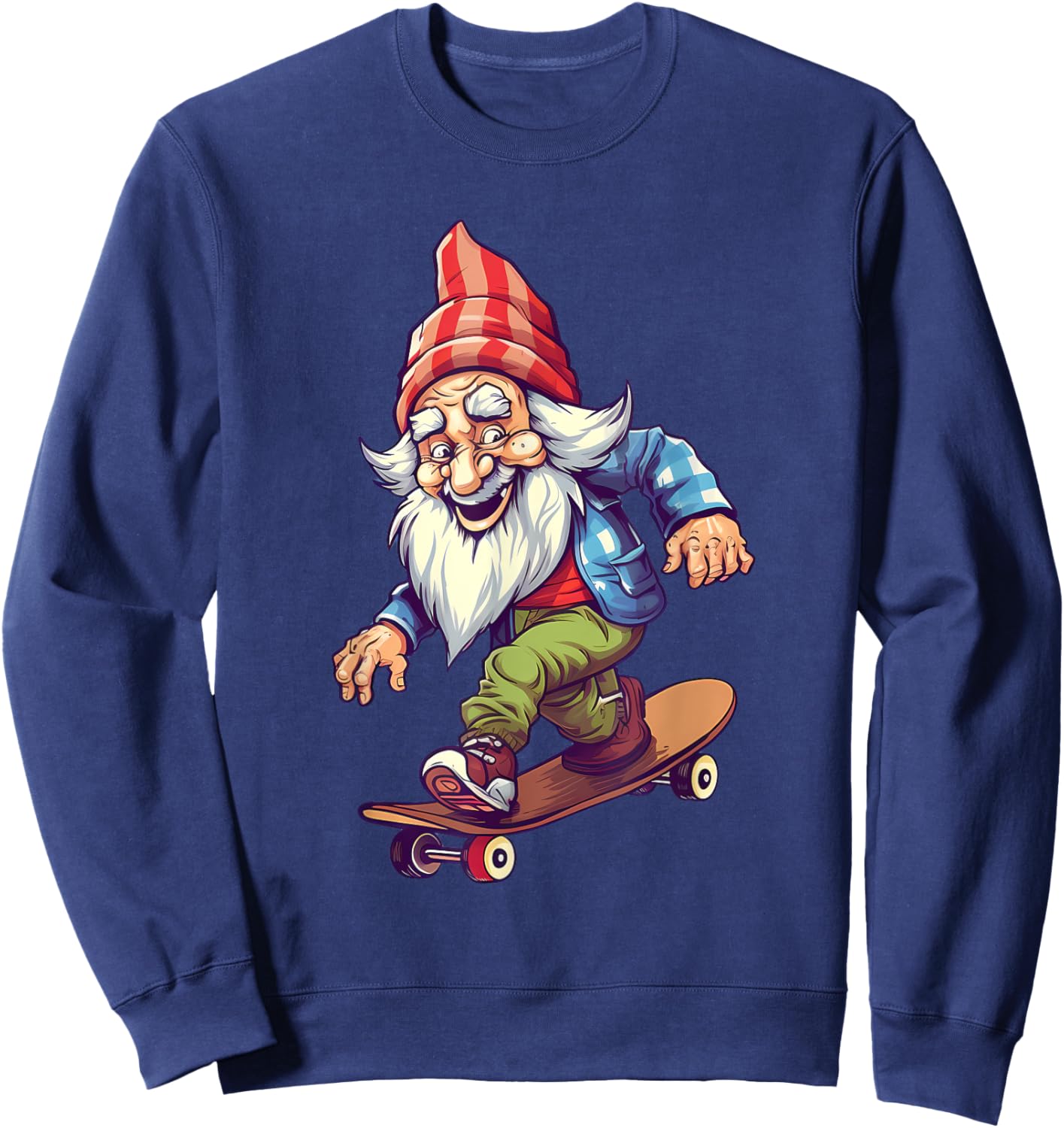 Retro Skateboarding Gnome Skateboard Sweatshirt - Sweatshirt | Navy