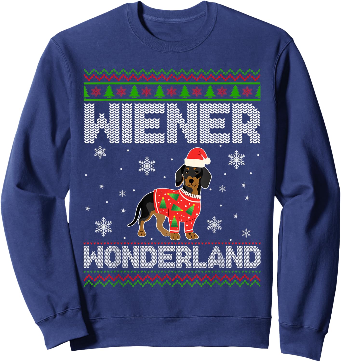 Weenie Wiener Dog Doxie Design Dackel Christmas Dachshund Sweatshirt - Sweatshirt | Navy