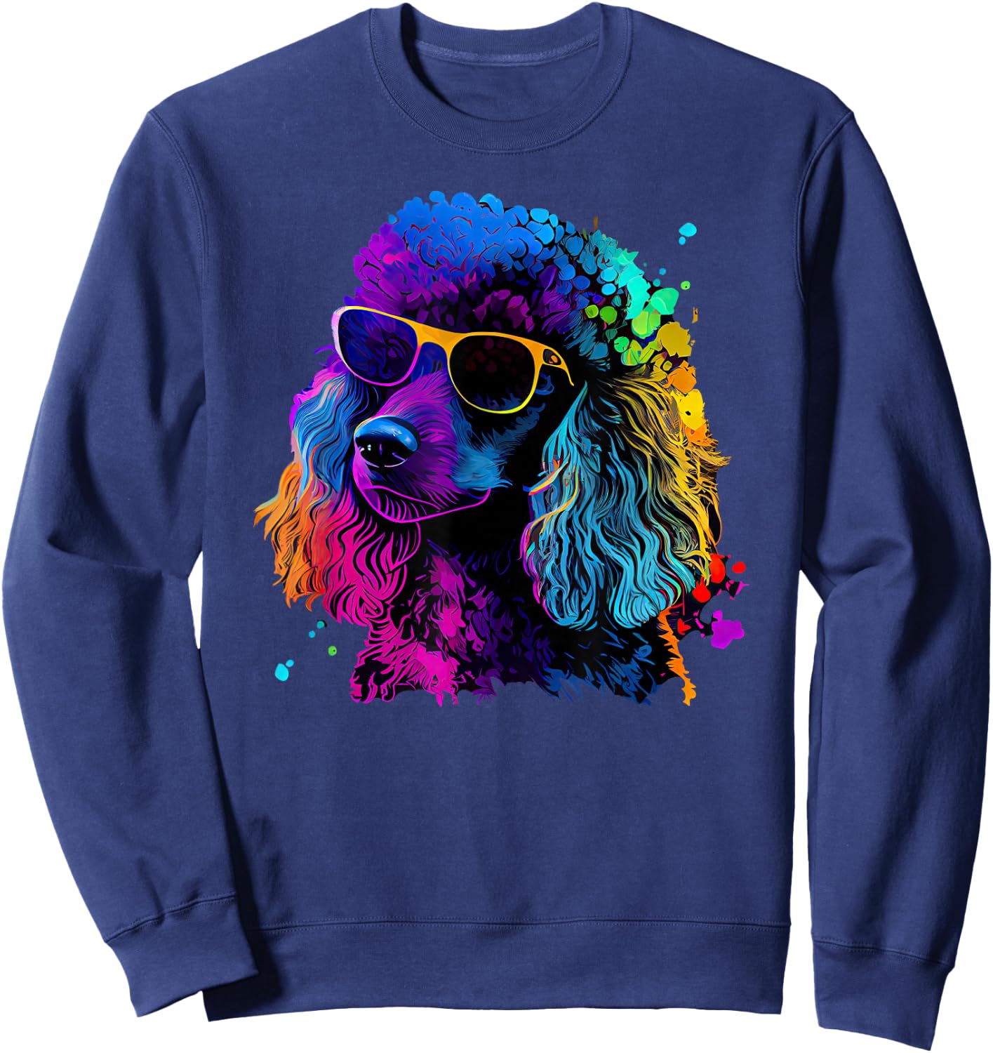 Poodle Pop Art Colorful Design Poodle Lovers Sweatshirt - Sweatshirt | Navy