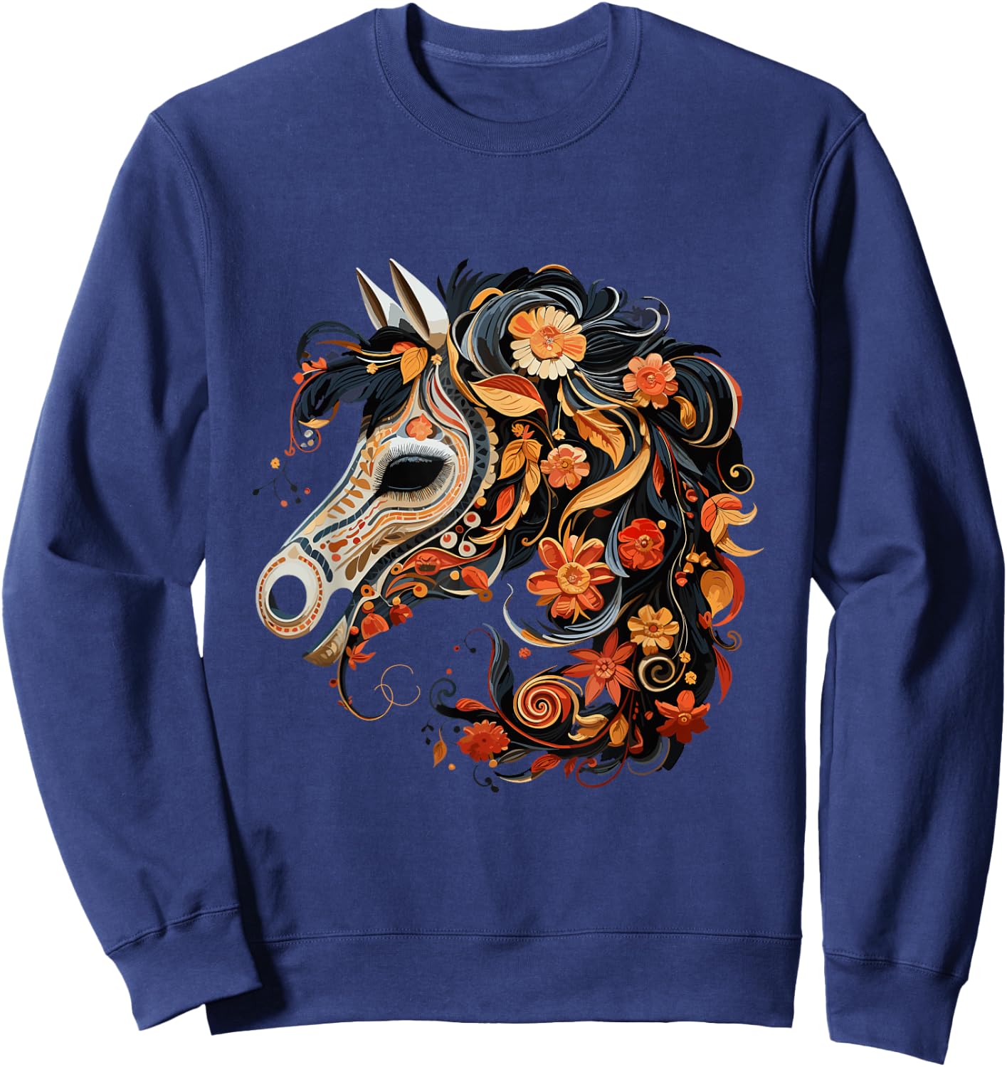 Dia De Los Muertos Day Of The Dead Halloween Horse Sweatshirt - Sweatshirt | Navy