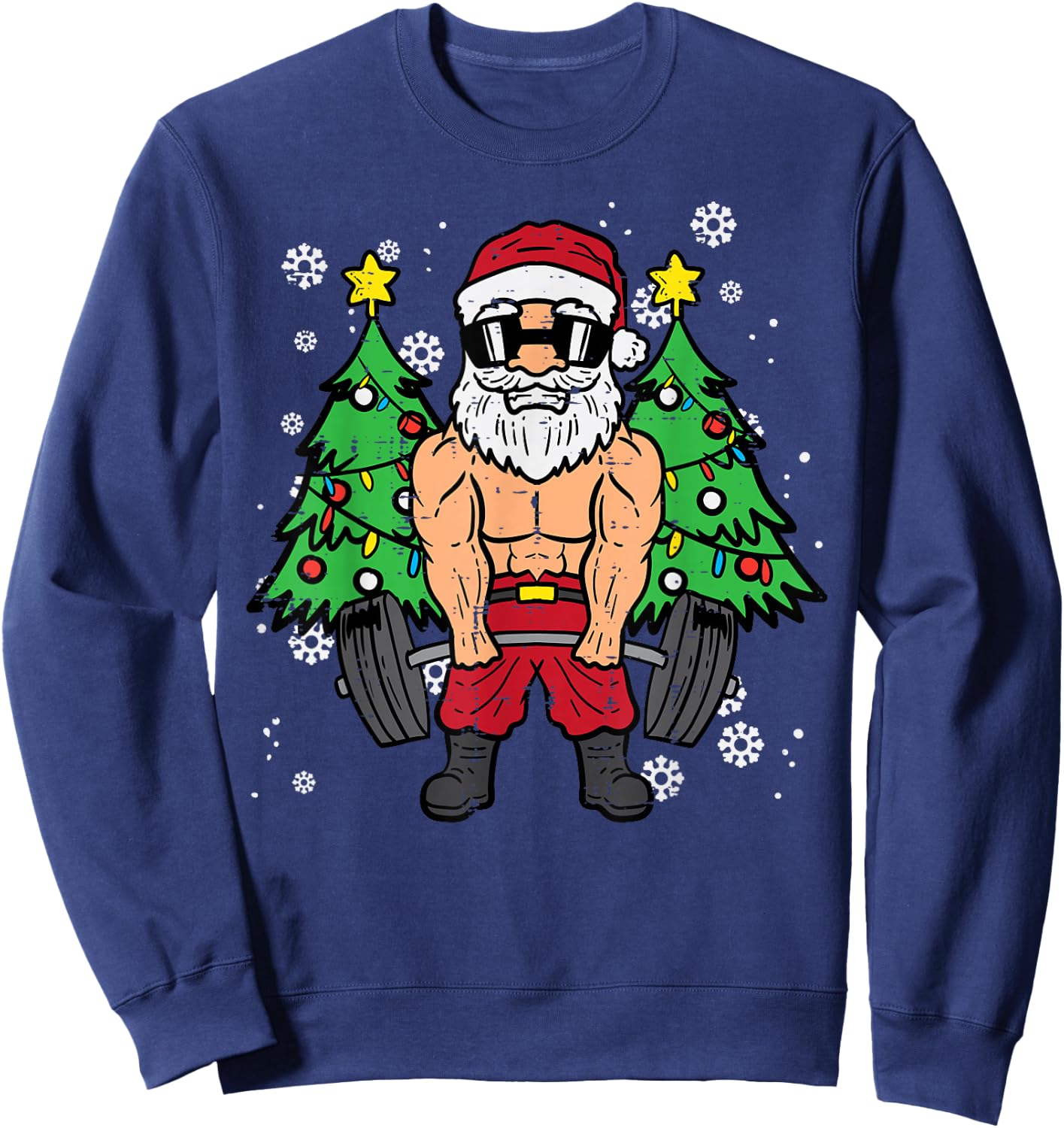 Christmas Santa Deadlift Xmas Weightlift Gym Men Women Sweatshirt - Sweatshirt | Navy
