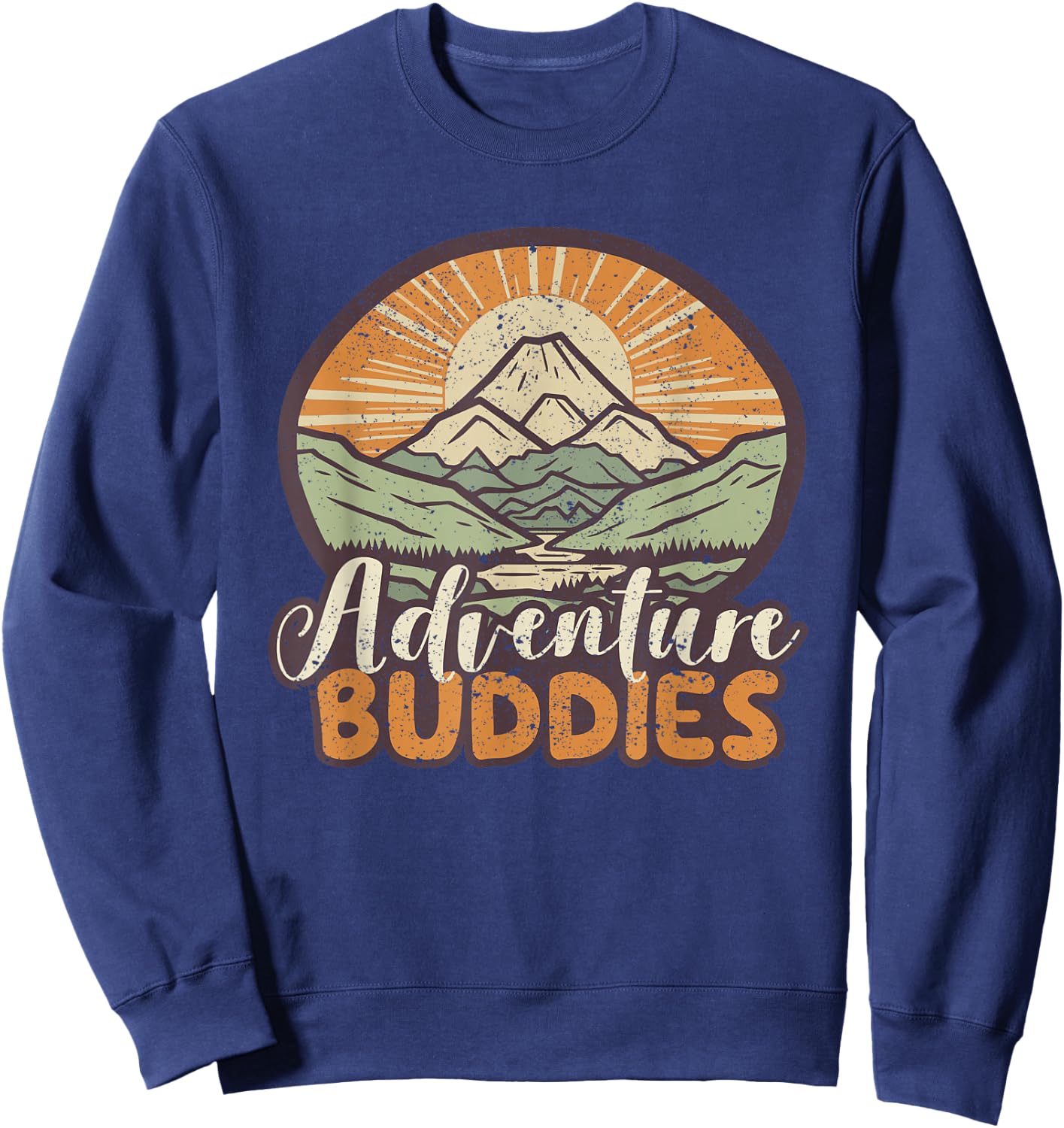 Adventure Buddies Couples Funny Hiking Adventure Mountains Sweatshirt - Sweatshirt | Navy