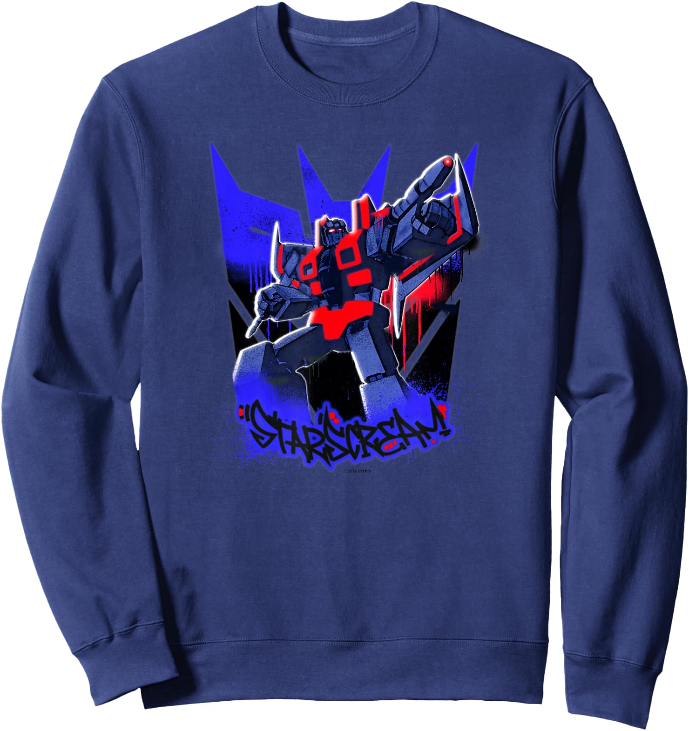 Transformers Starscream Graffiti Painted Wall Portrait Sweatshirt - Sweatshirt | Navy