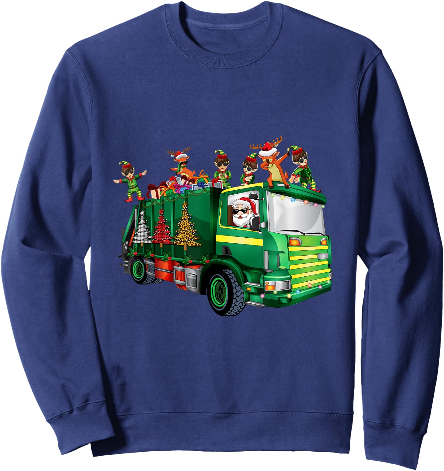 Santa Squad Christmas Rubbish Trash Truck Pajamas Toddlers Sweatshirt - Sweatshirt | Navy