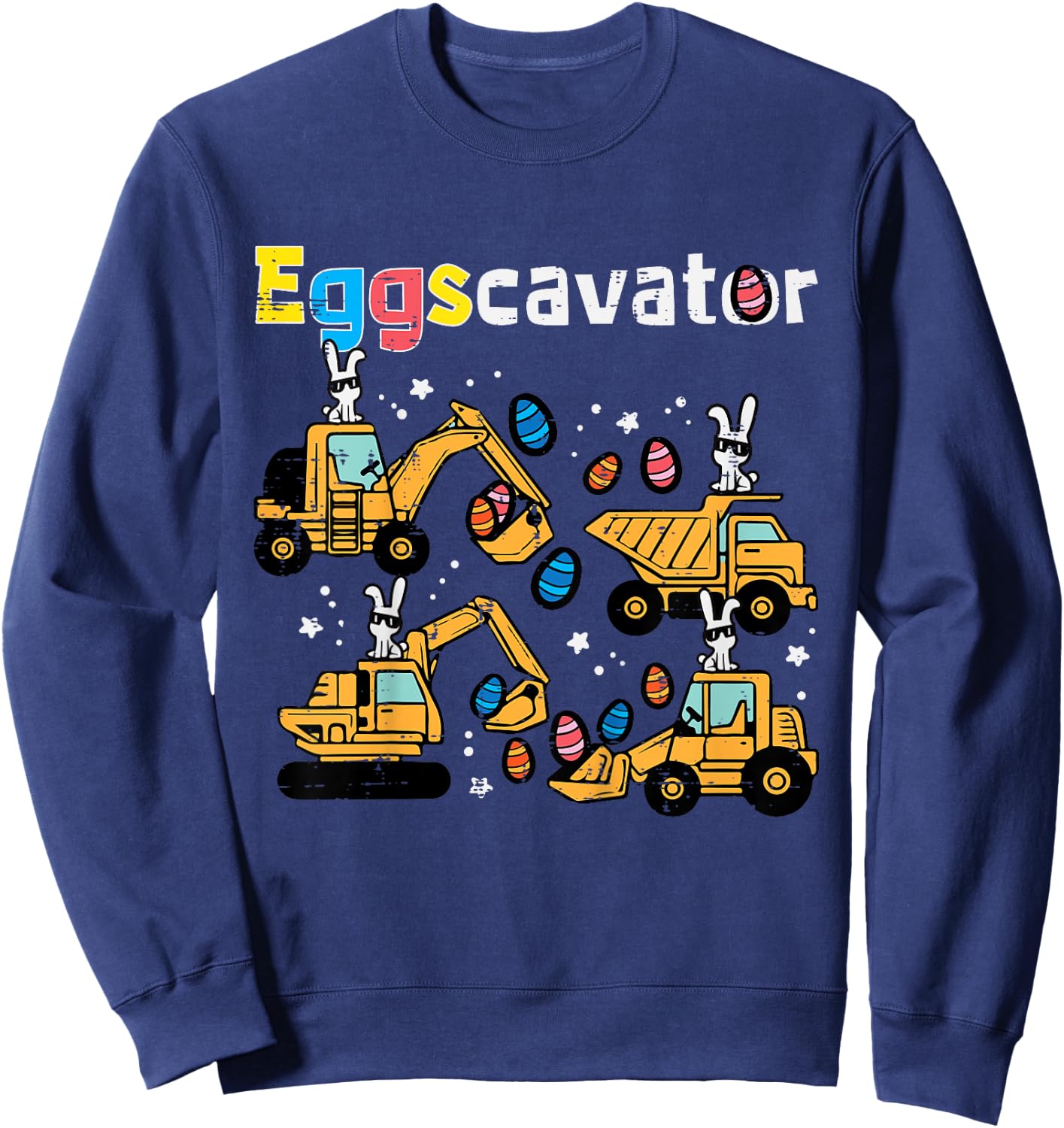 Eggscavator Easter Egg Hunt Construction Trucks Toddler Boys Sweatshirt - Sweatshirt | Navy