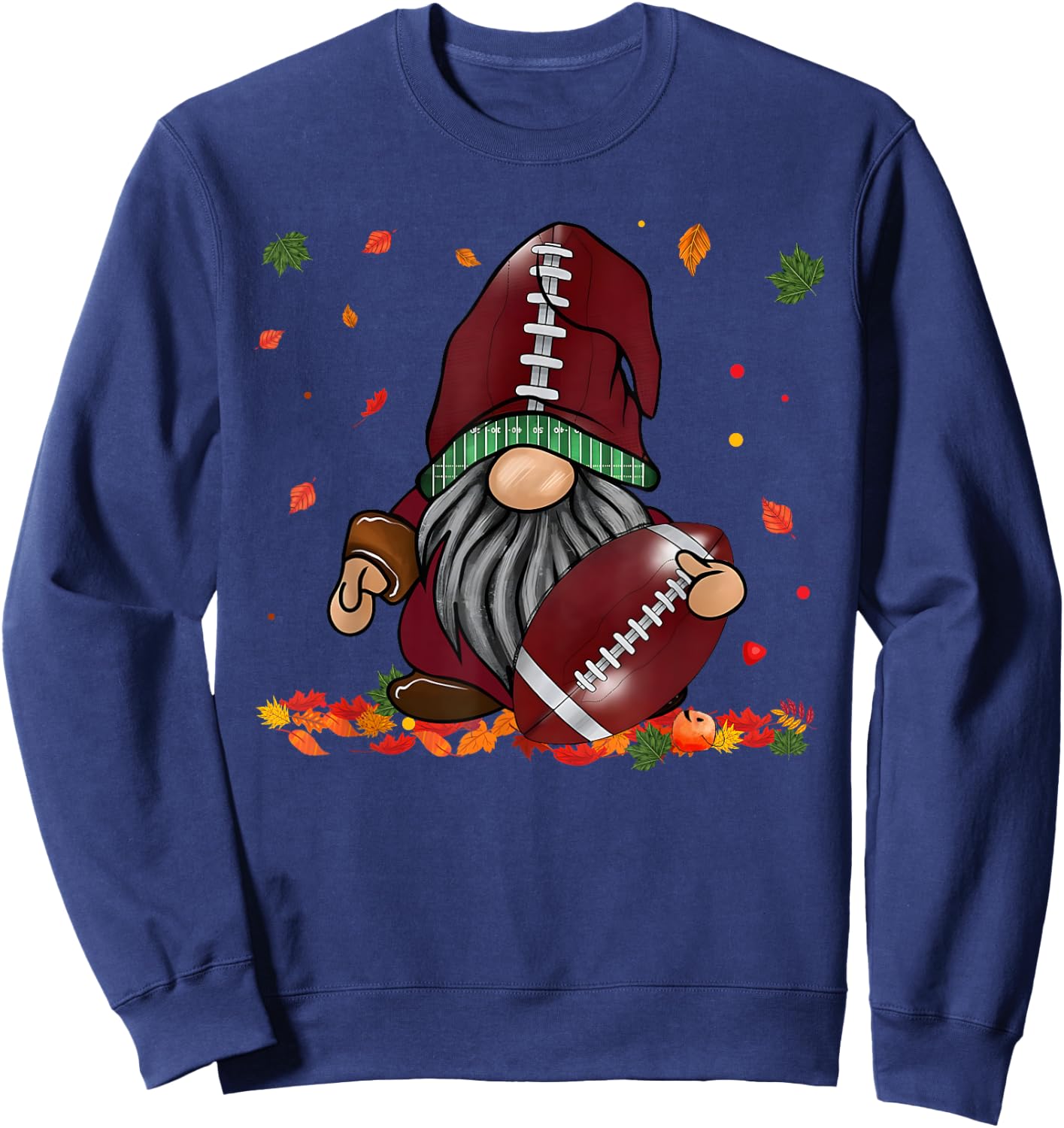 Gnome Football Season Thanksgiving Fall Leaves Autumn Sweatshirt - Sweatshirt | Navy