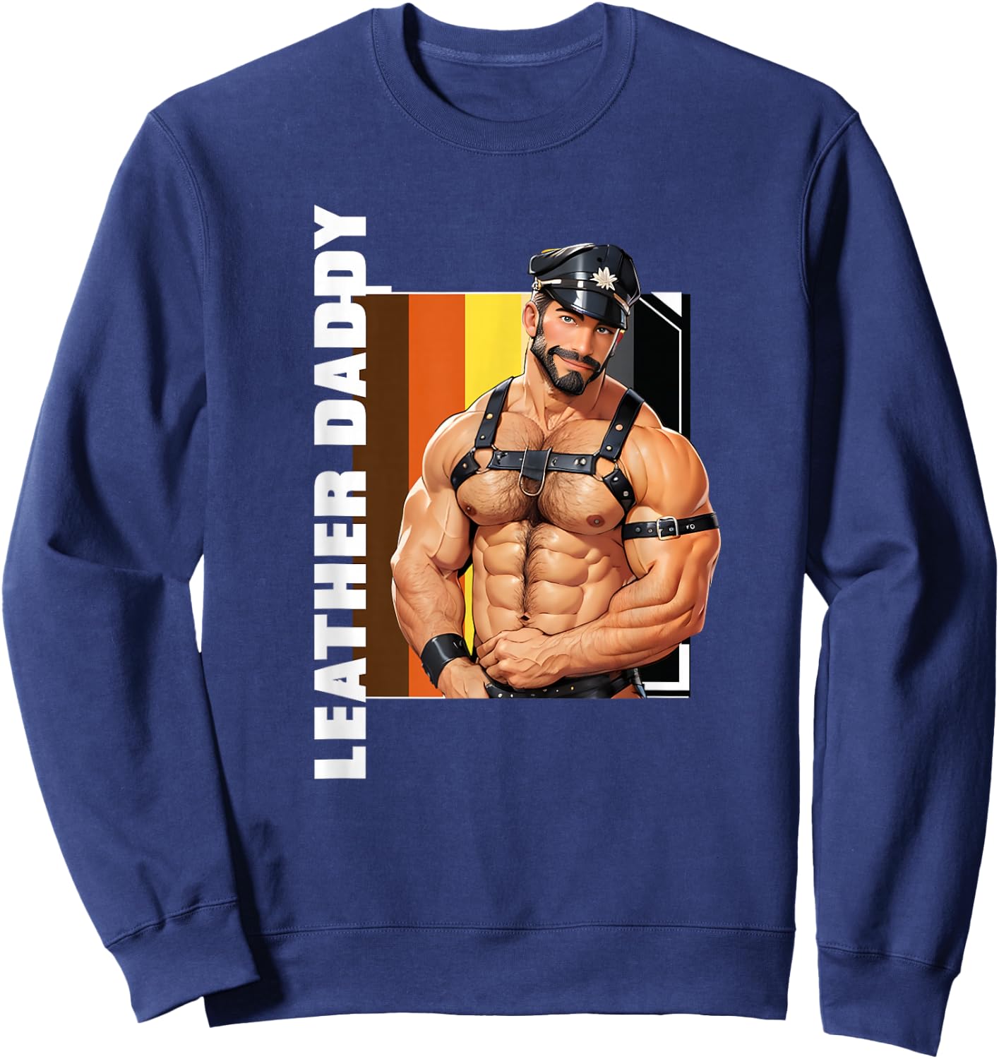Retro Gay Daddy Leather Gay Biker - Bear Bearded Gay Pride Sweatshirt - Sweatshirt | Navy