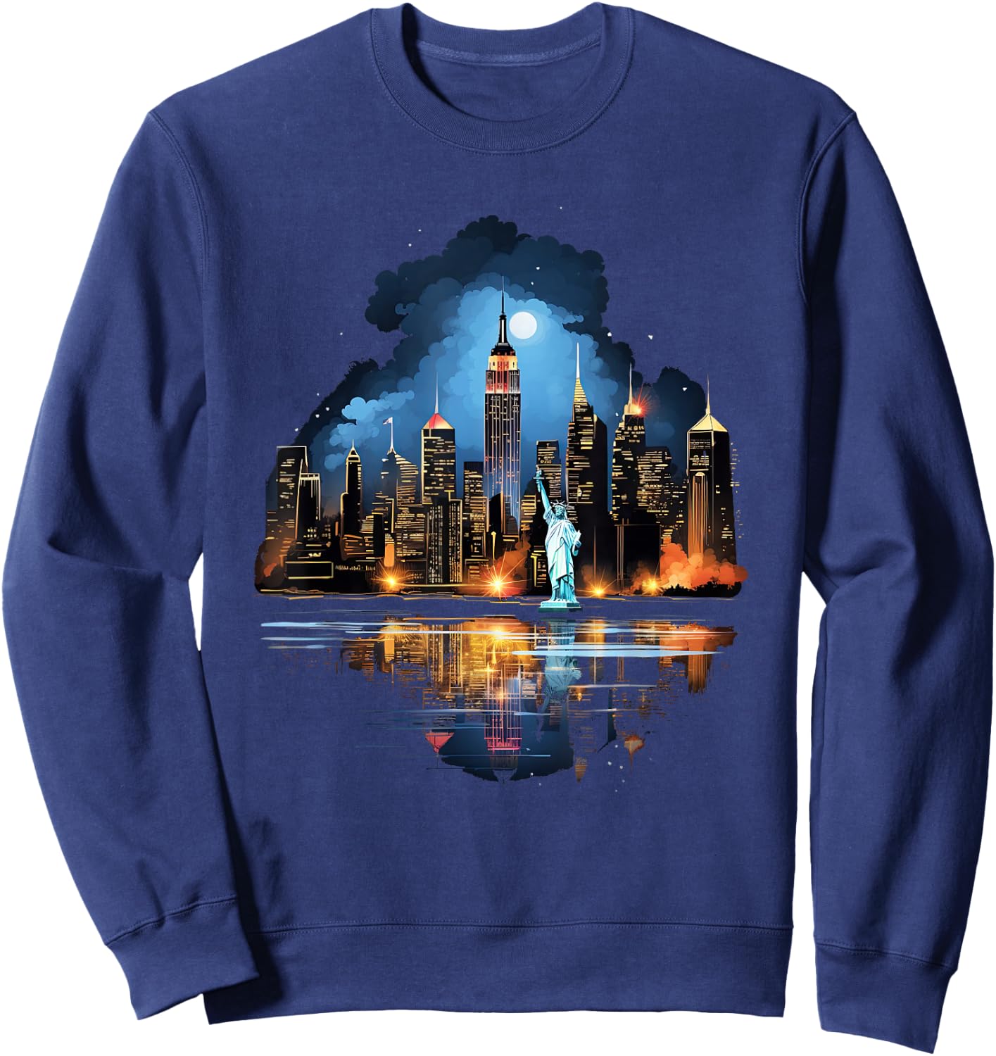 New York City Downtown Skyline Statue of Liberty NYC Sweatshirt - Sweatshirt | Navy