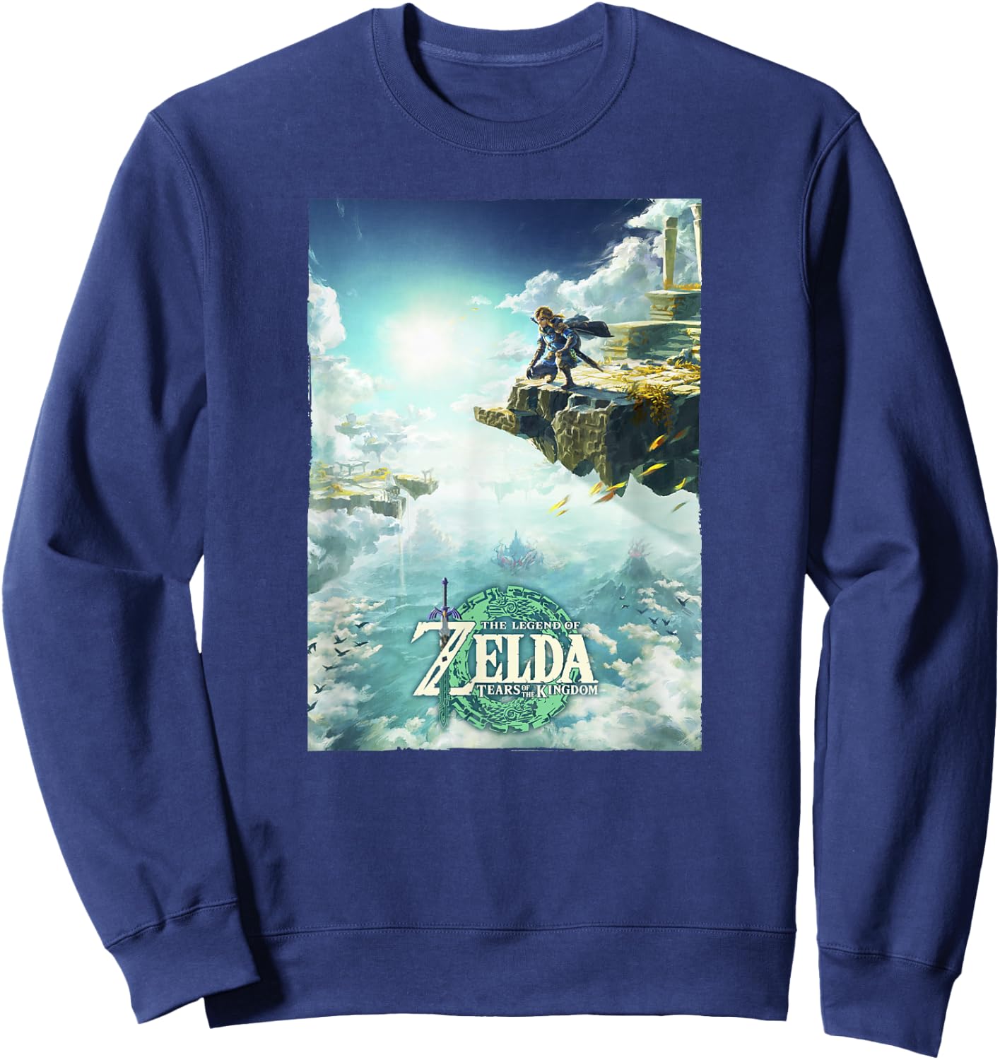 The Legend of Zelda Tears of The Kingdom Cloudy Link Poster Sweatshirt - Sweatshirt | Navy