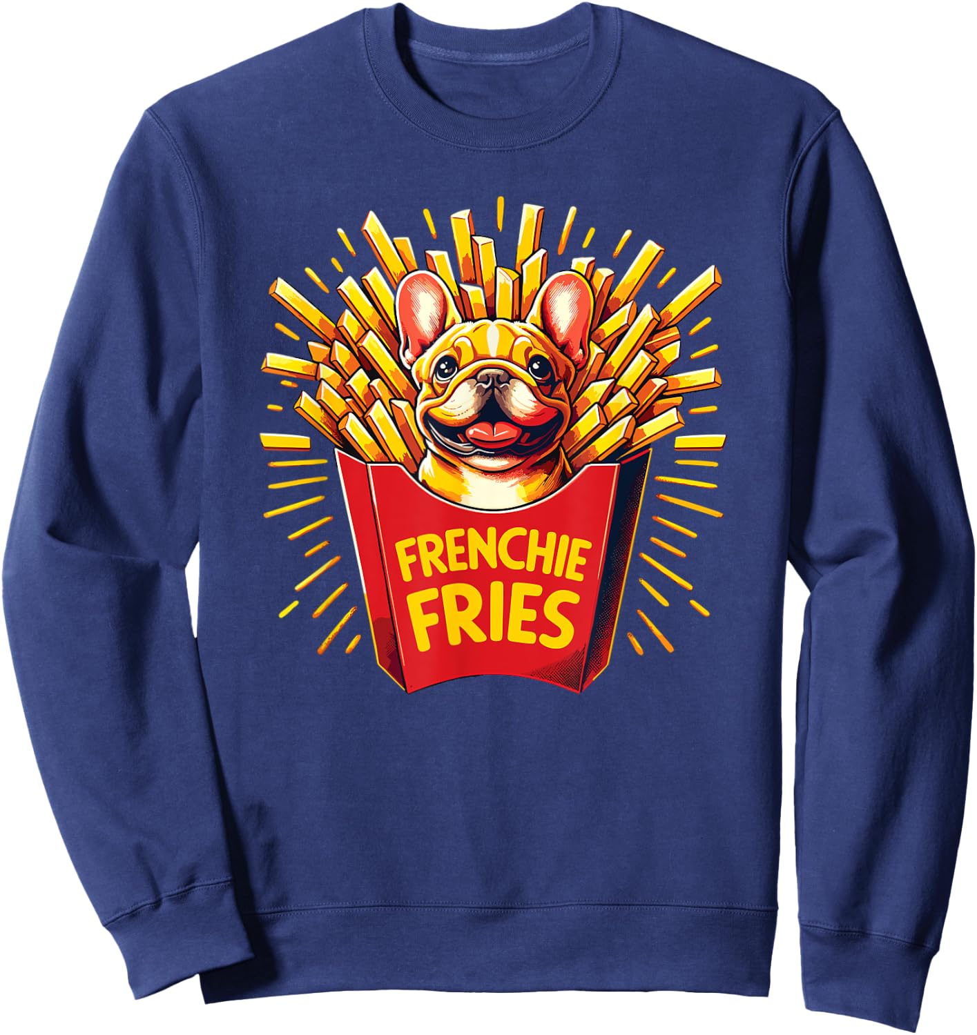 Frenchie Fries - Cute French Bulldog Funny Fries Women Girls Kids Sweatshirt - Sweatshirt | Navy