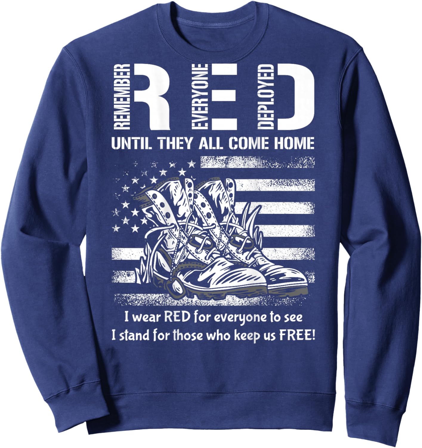Vintage Red Friday Until They Come Home USA American Flag Sweatshirt - Sweatshirt | Navy