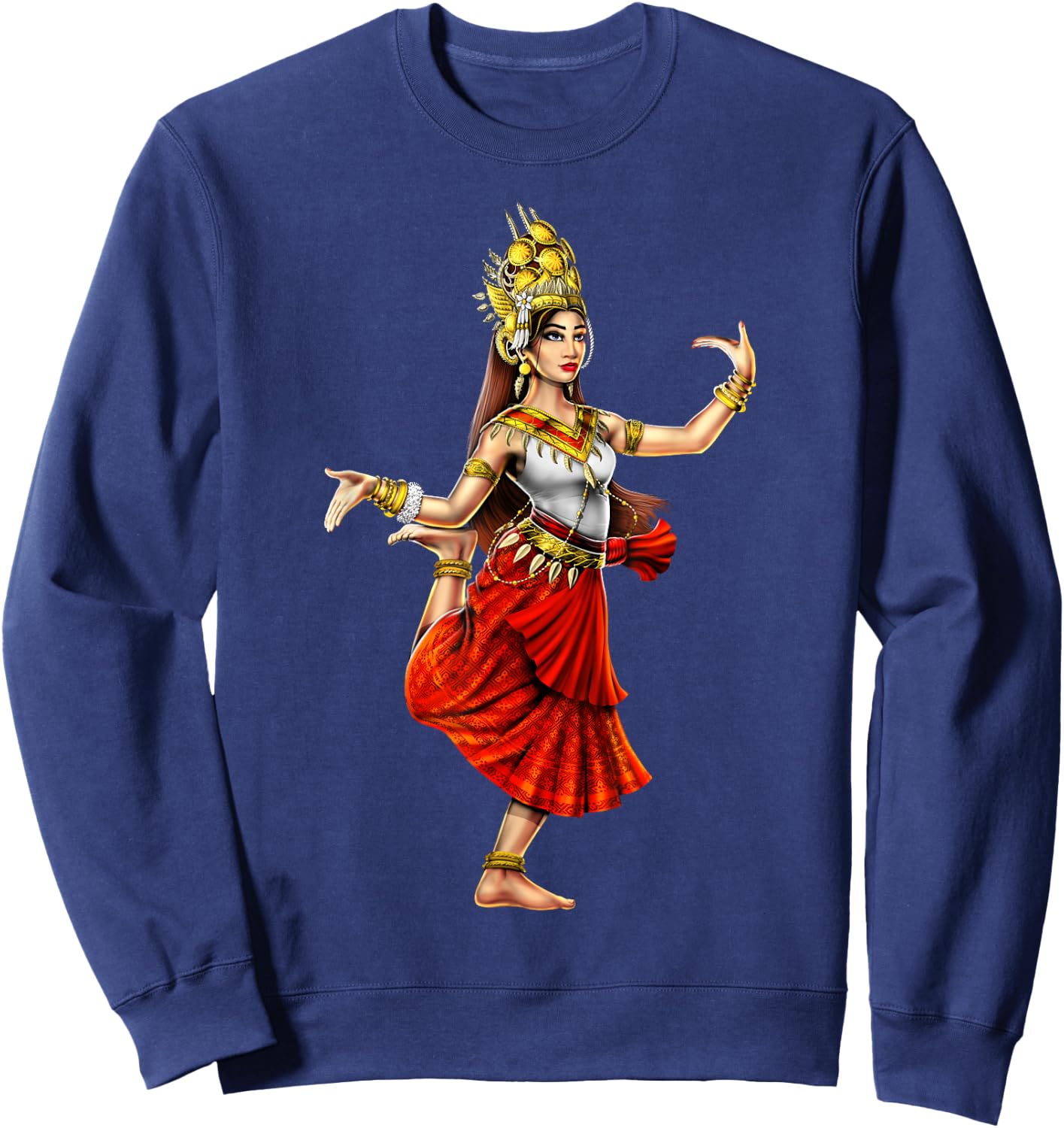 Cambodian Khmer Traditional Dance Girl Apsara Sweatshirt - Sweatshirt | Navy