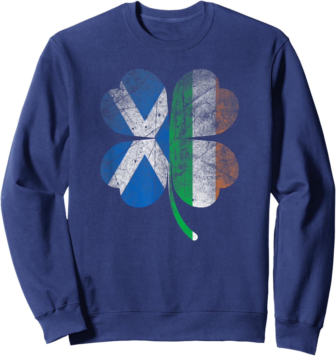 Irish Scottish flag Shamrock Ireland Saint Patricks Day Sweatshirt - Sweatshirt | Navy