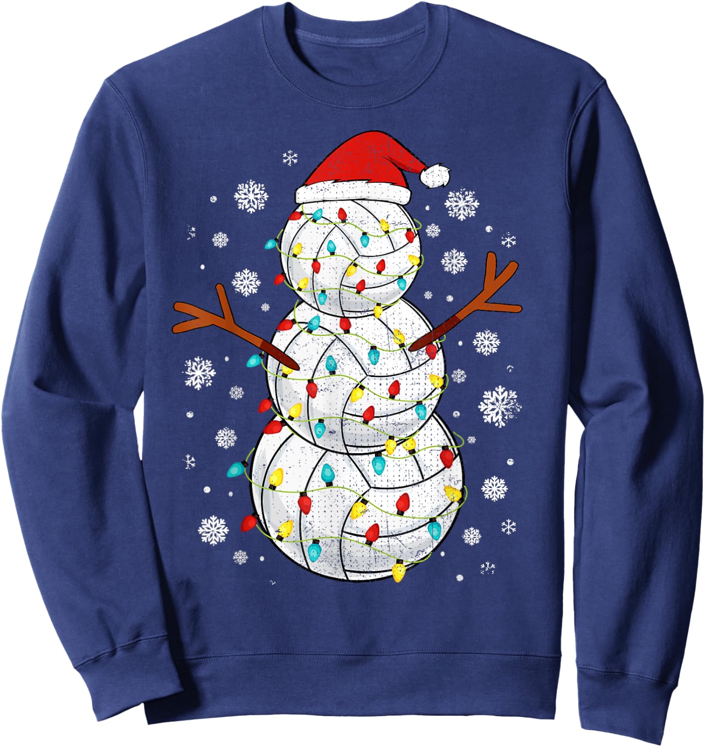Volleyball Snowman Sports Christmas Sweatshirt - Sweatshirt | Navy