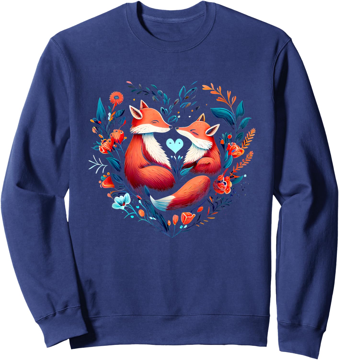 Heart-shaped Fox couple - Valentine's day Sweatshirt - Sweatshirt | Navy