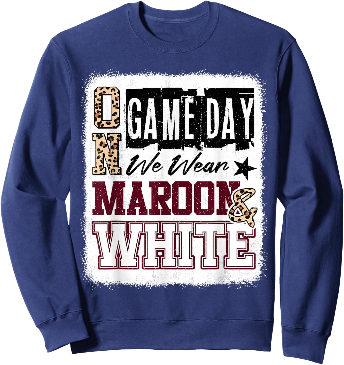 On Gameday Football We Wear Maroon And White School Spirit Sweatshirt - Sweatshirt | Navy