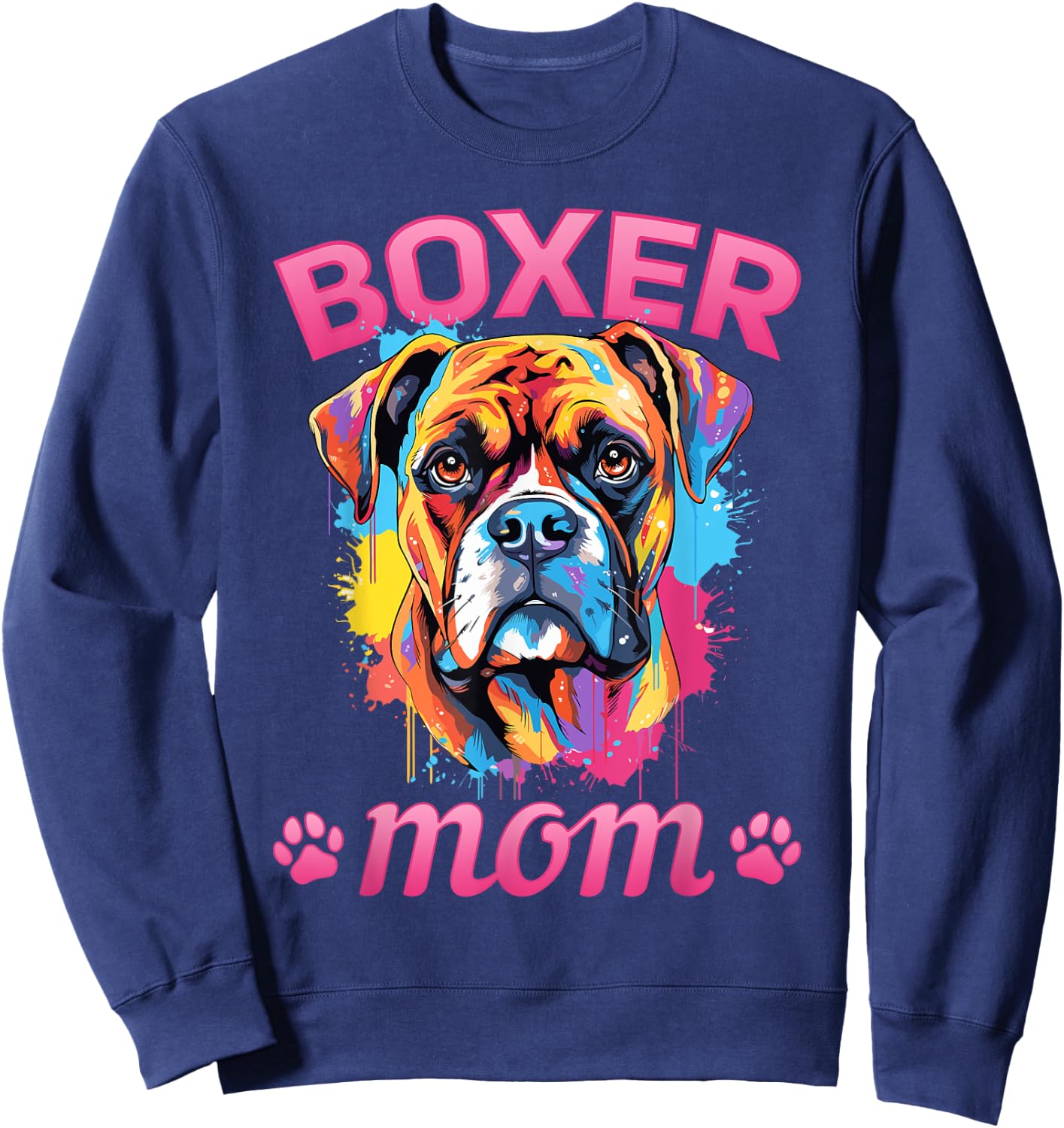 Boxer Dog Breed Pet - Boxer mom Women Girls Kids Sweatshirt - Sweatshirt | Navy