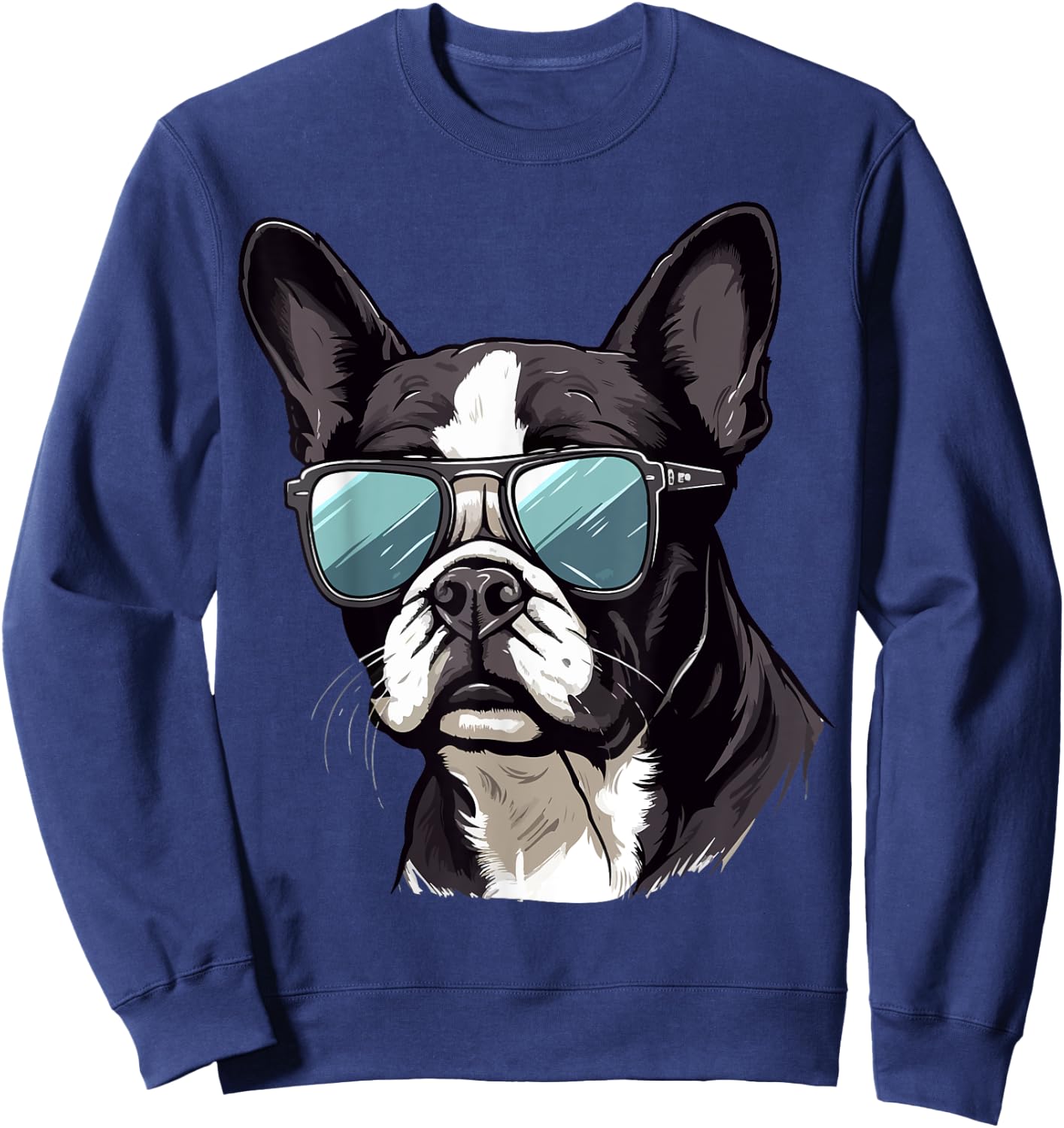 Boston Terrier Bostie Dog Breed Pet with Sunglasses Women Kids Sweatshirt - Sweatshirt | Navy