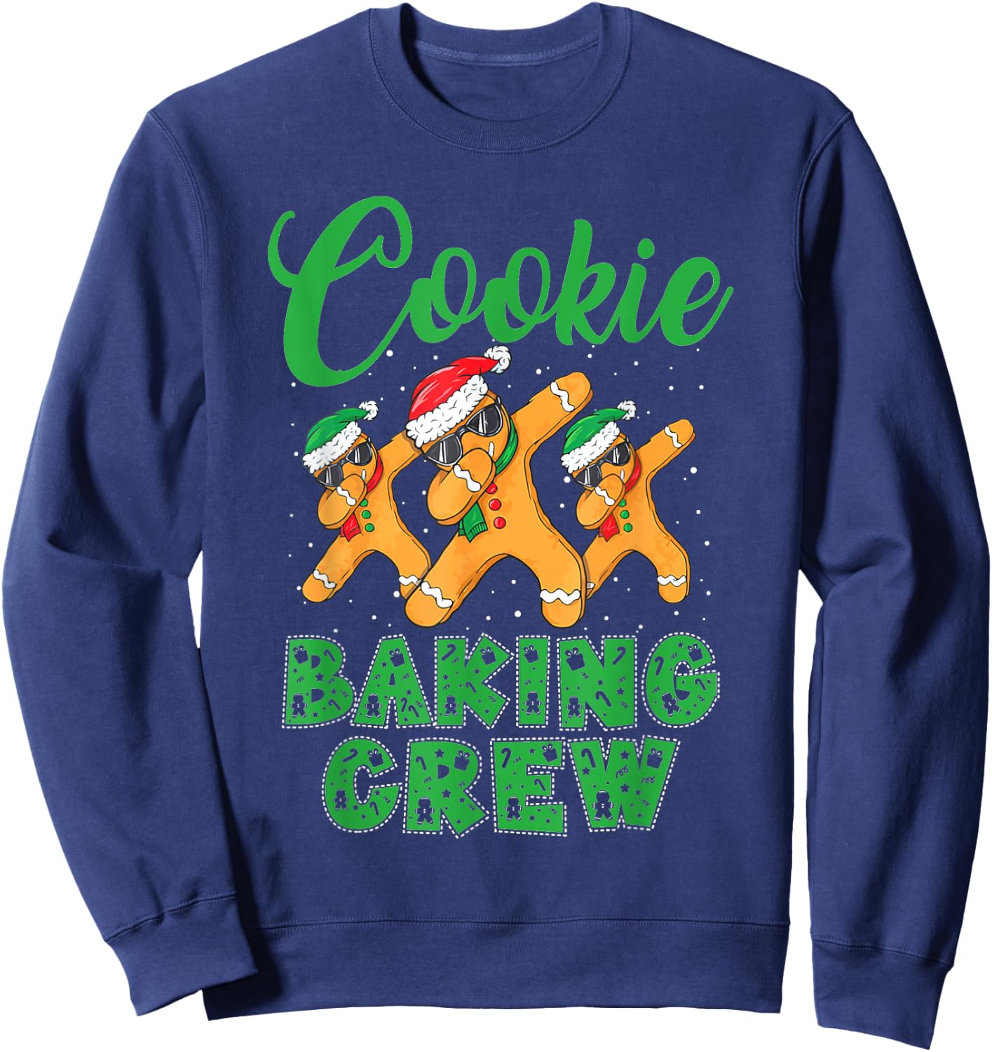 Cookie Baking Crew Dabbing Gingerbread Men Christmas Hats Sweatshirt - Sweatshirt | Navy