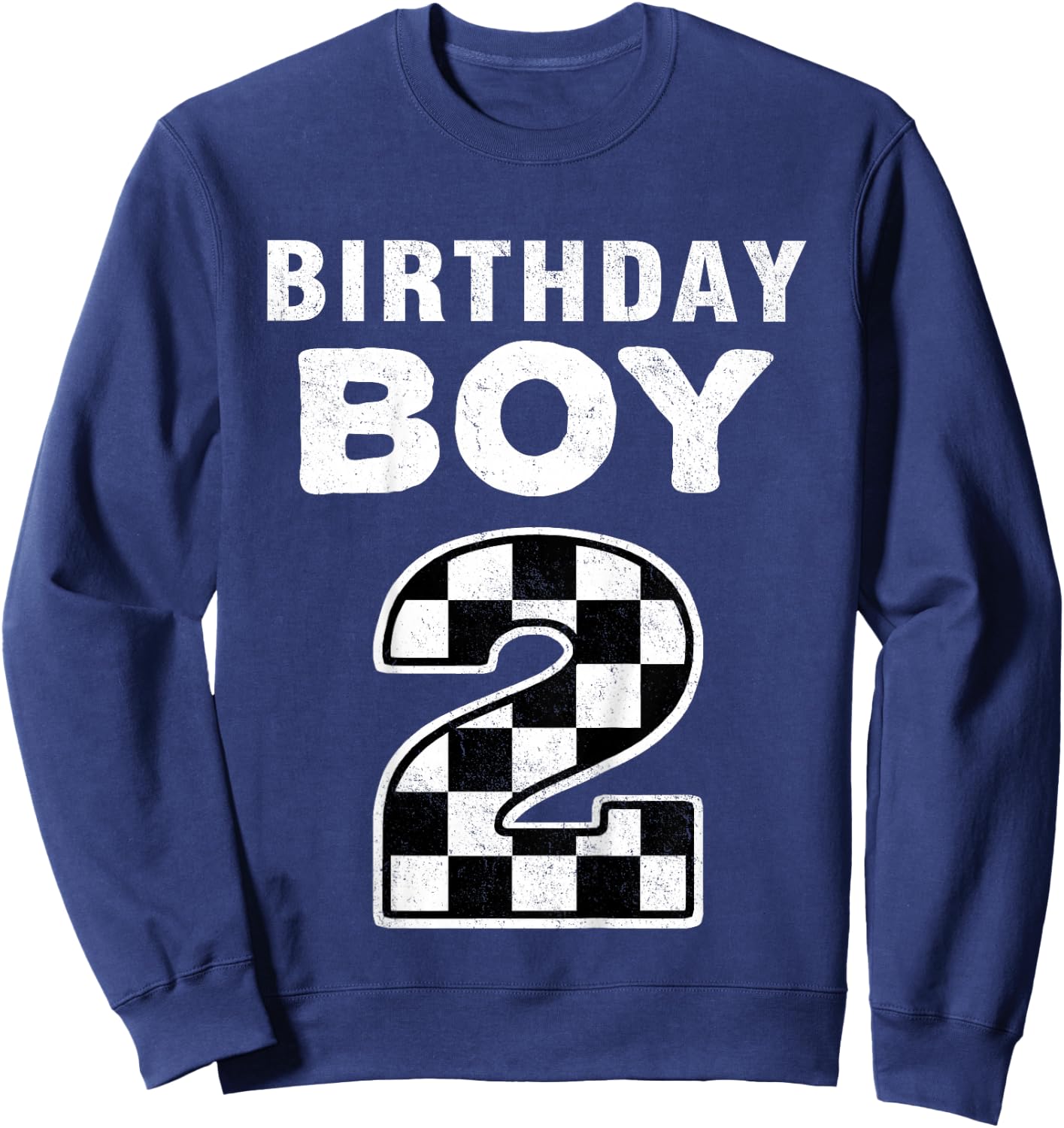 Kids Birthday Boy 2 Two Race Car 2nd Birthday Racing Car Driver Sweatshirt - Sweatshirt | Navy