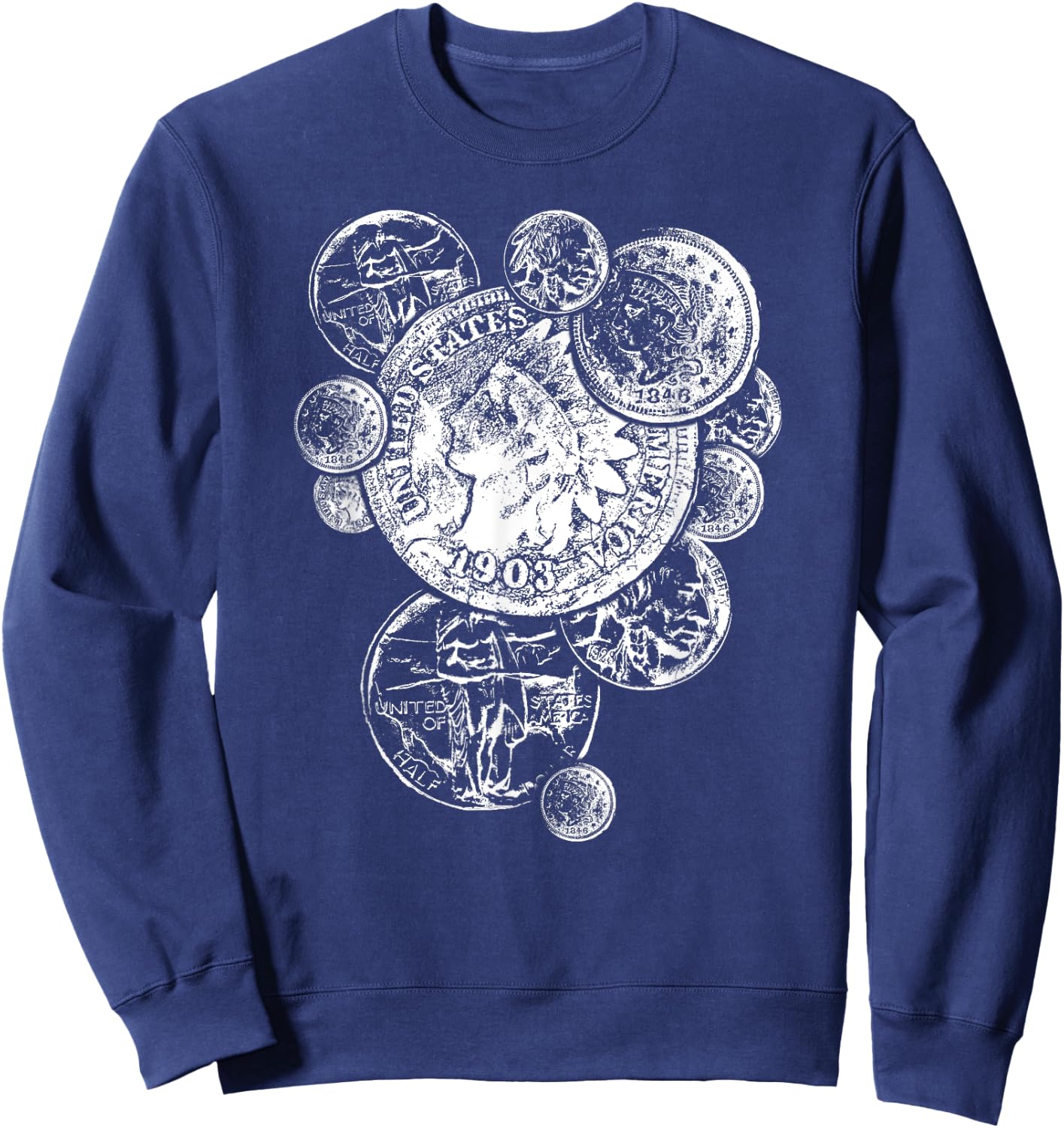 Coin collector gifts 4 u Men's Vintage Coin Collecting , Black, Small Sweatshirt - Sweatshirt | Navy