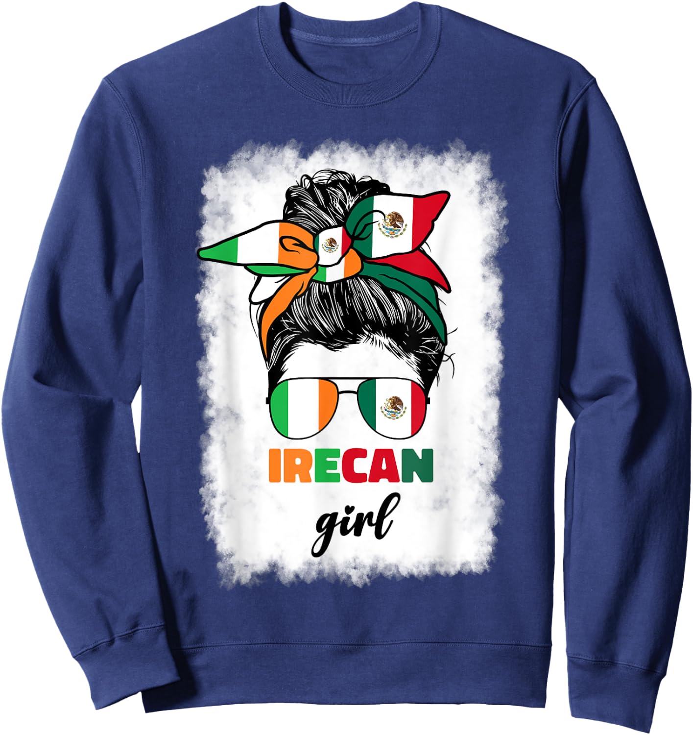 Half Mexican And Irish Mexico Ireland Flag Girl Sweatshirt - Sweatshirt | Navy