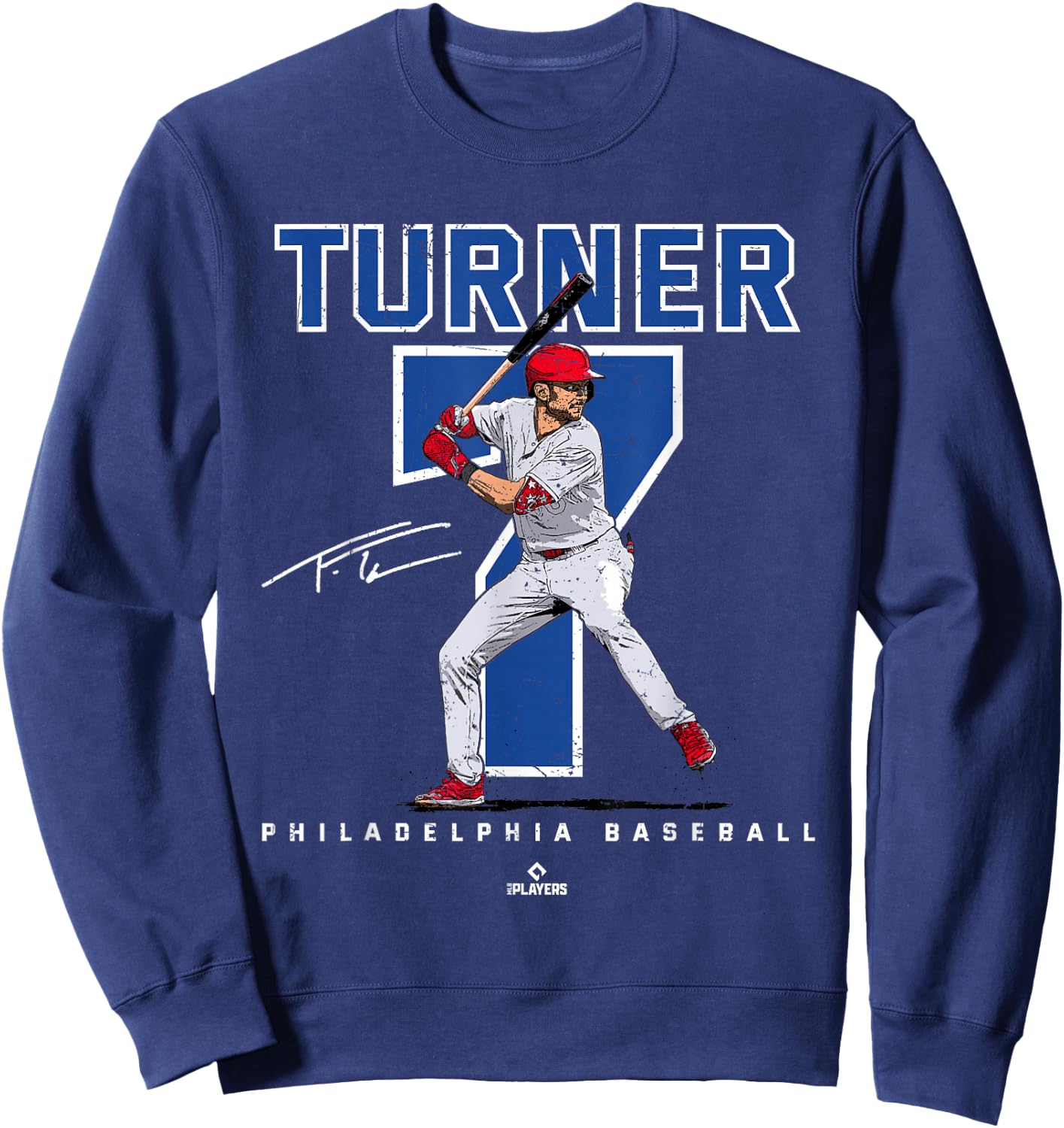 Number and Portrait Trea Turner Philadelphia MLBPA Sweatshirt - Sweatshirt | Navy