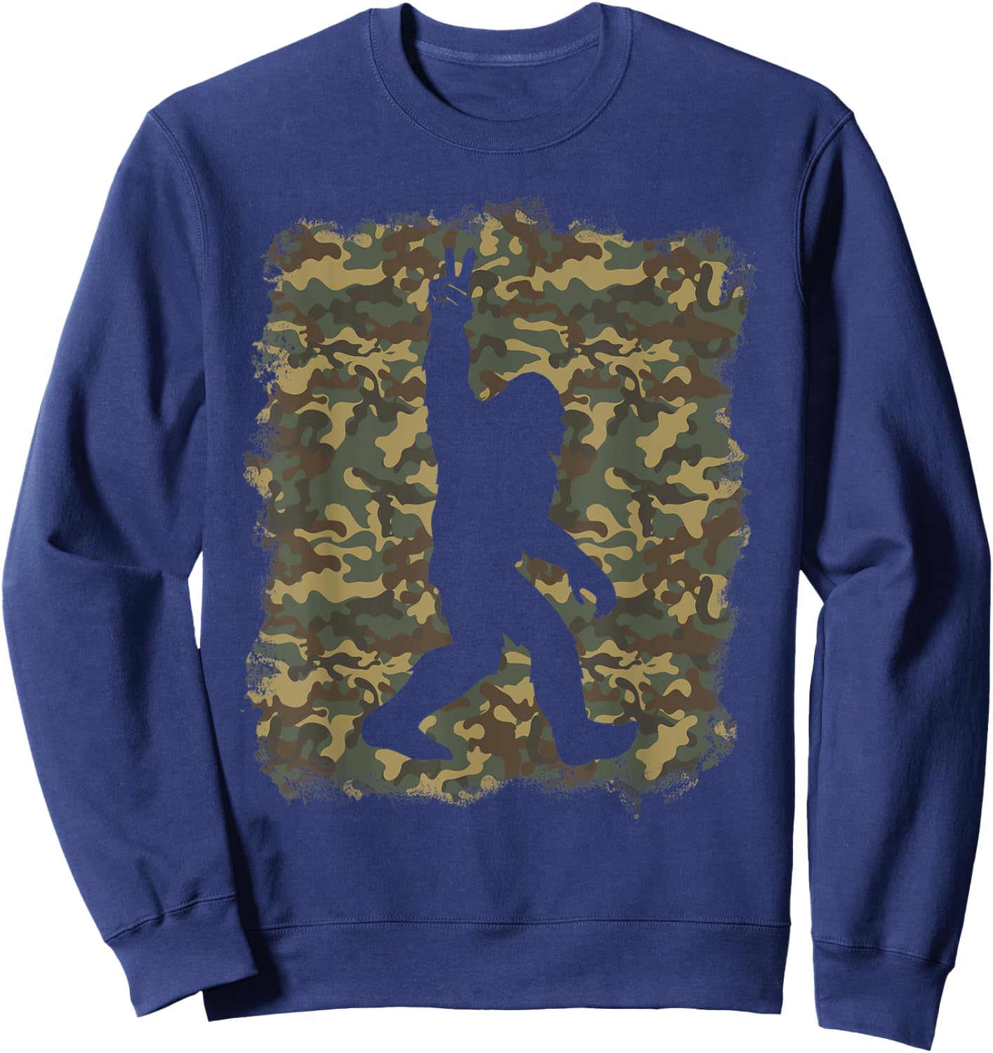 Bigfoot Sasquatch Peace Big Foot Squatch Army Camouflage Men Sweatshirt - Sweatshirt | Navy