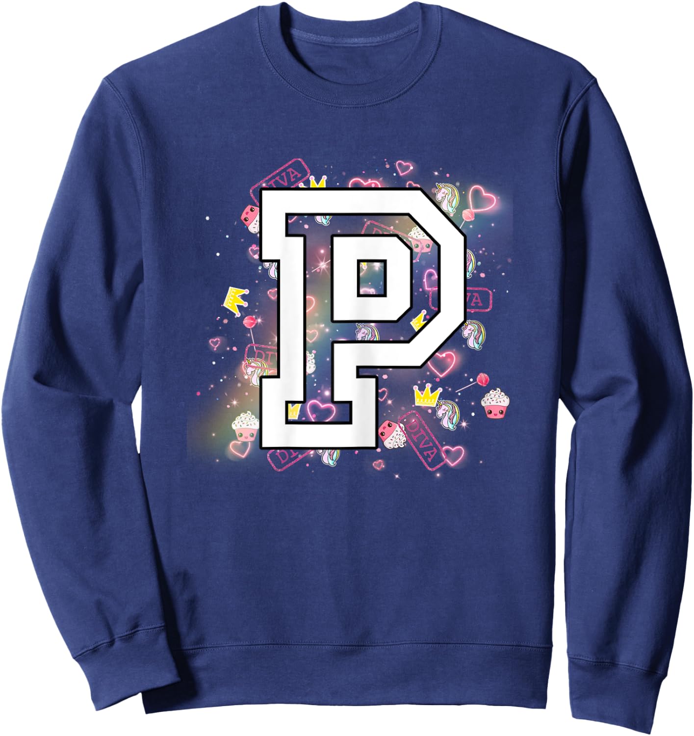 Kids Letter P Clothing For a Girl Who's Name Starts With P Sweatshirt - Sweatshirt | Navy