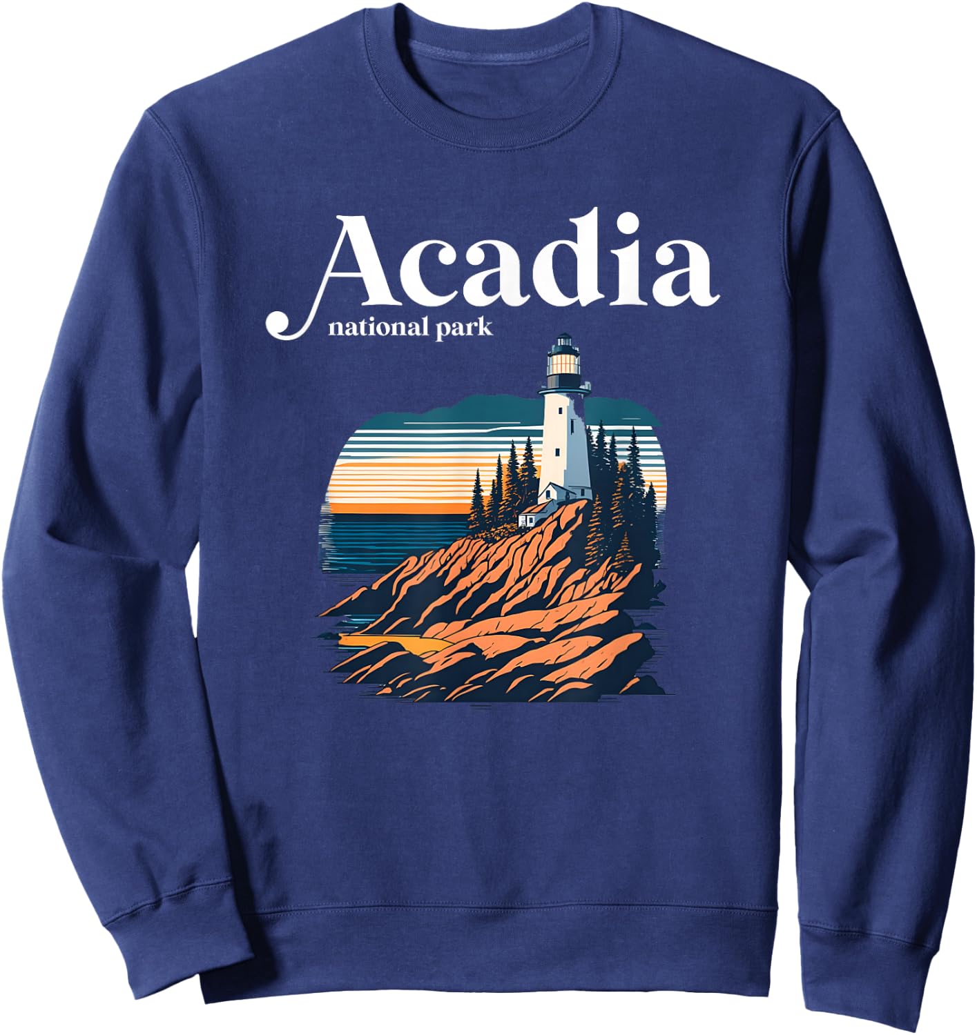 Acadia National Park Maine Retro Style Sweatshirt - Sweatshirt | Navy