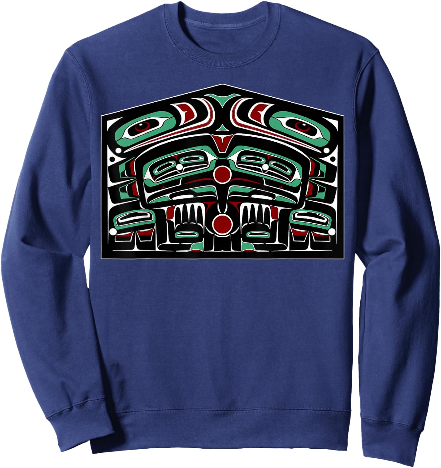 Alaska Native American Art Style Tlingit Haida Indigenous Sweatshirt - Sweatshirt | Navy