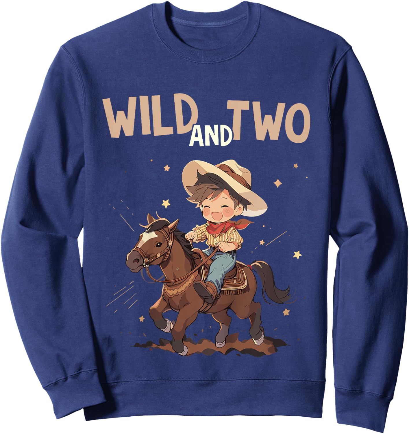 Kids 2nd Birthday Cute Little Cowboy Western - Wild and Two Sweatshirt - Sweatshirt | Navy
