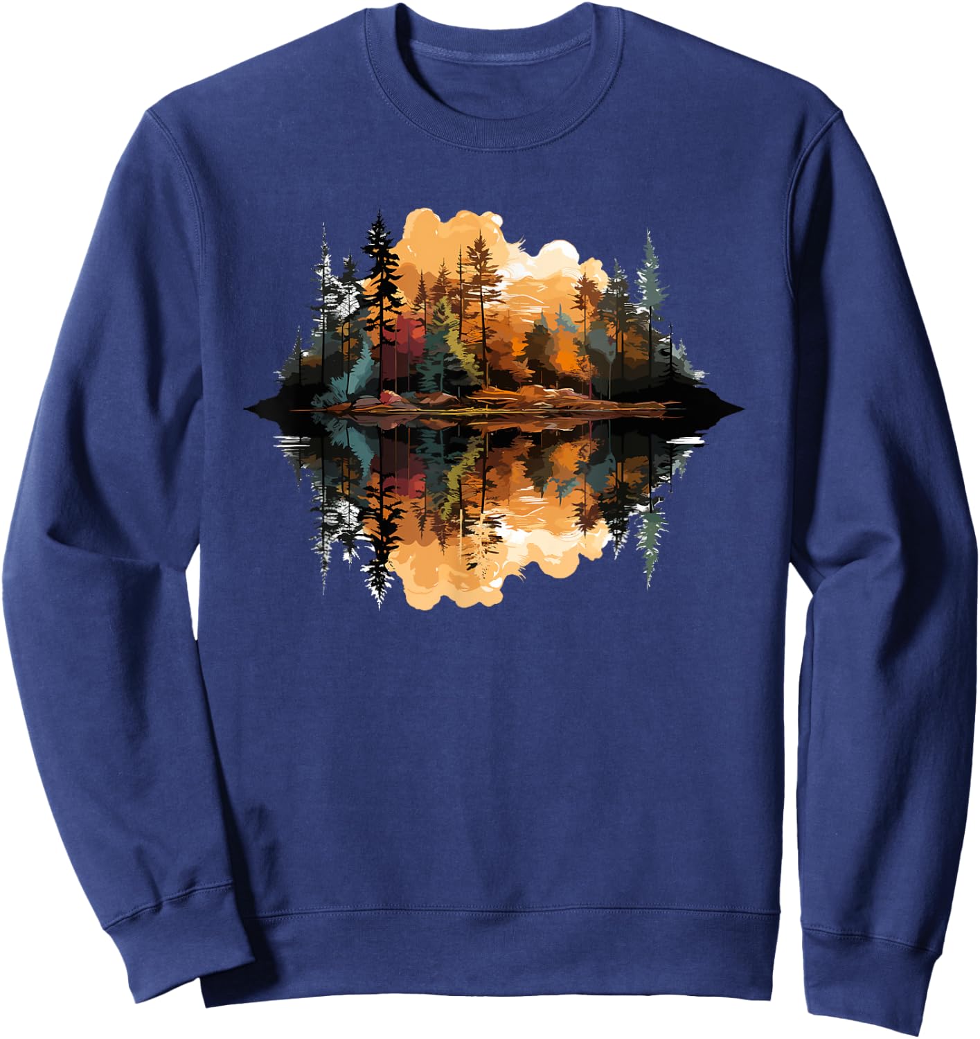 Nature Reflection Forest Trees Outdoor Wildlife Sweatshirt - Sweatshirt | Navy