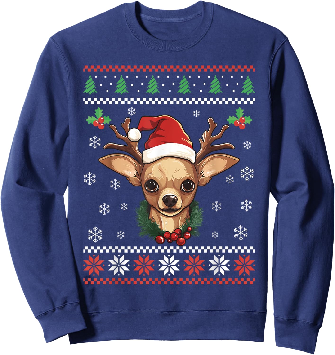 Chihuahua Dog Ugly Christmas Sweater Xmas For Adults Kids Sweatshirt - Sweatshirt | Navy