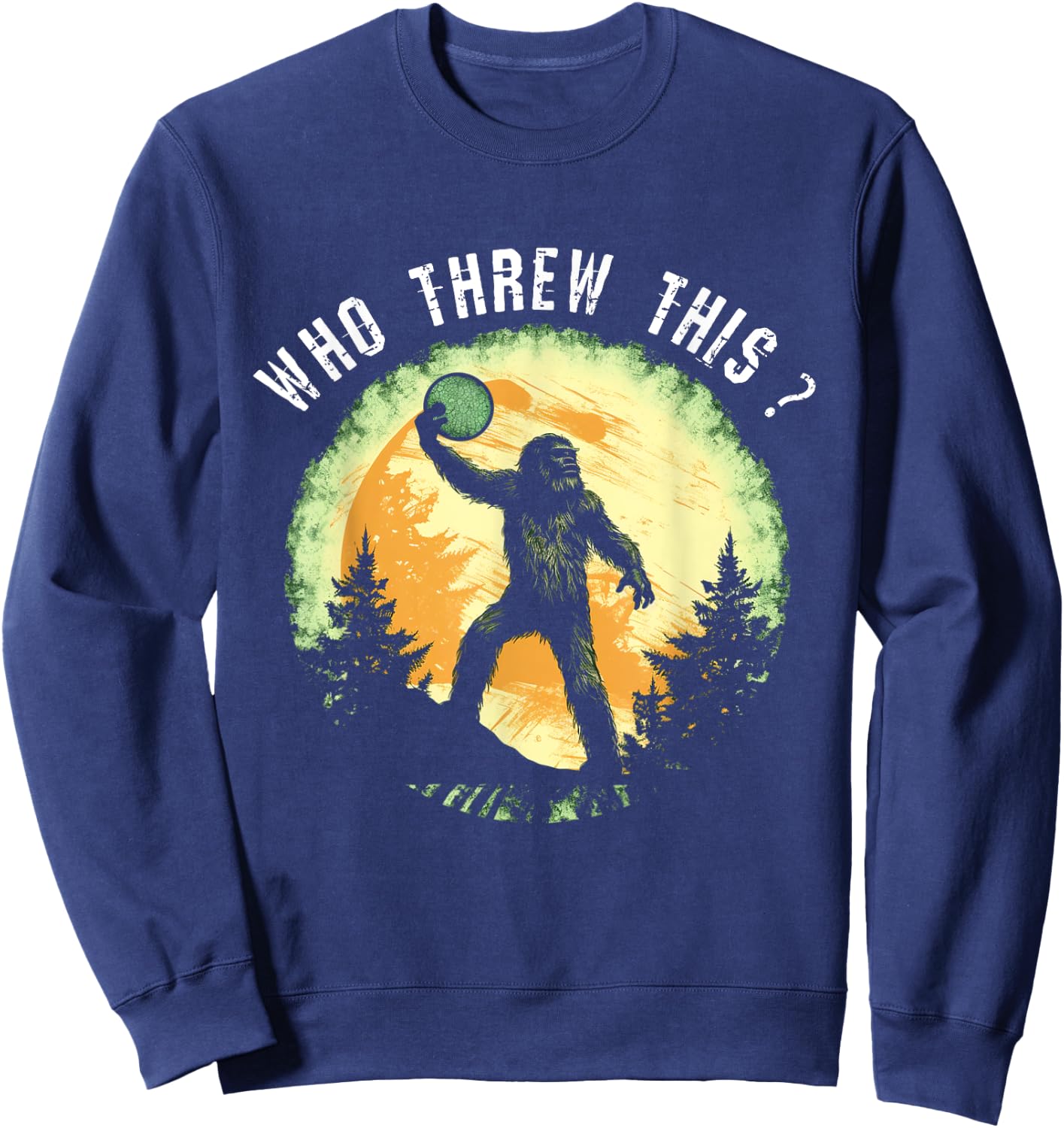 Dirhame Disc Golf Funny Bigfoot , -Adults, Black, Small, Short Sleeve, Classic Fit, Cotton 60% Polyester 40% Sweatshirt - Sweatshirt | Navy