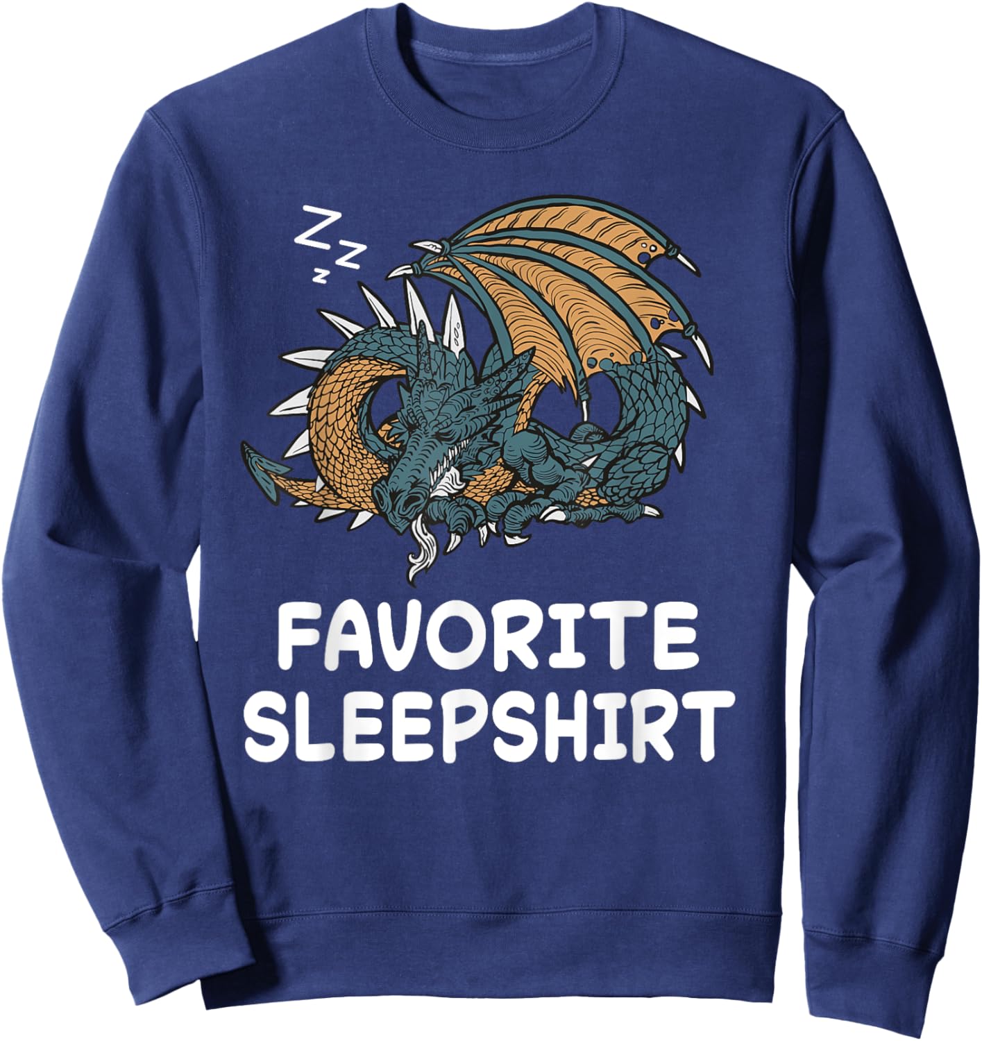 Dragon Dragons Nap Sleeping Sleep Pajama Nightgown Sweatshirt - Sweatshirt | Navy