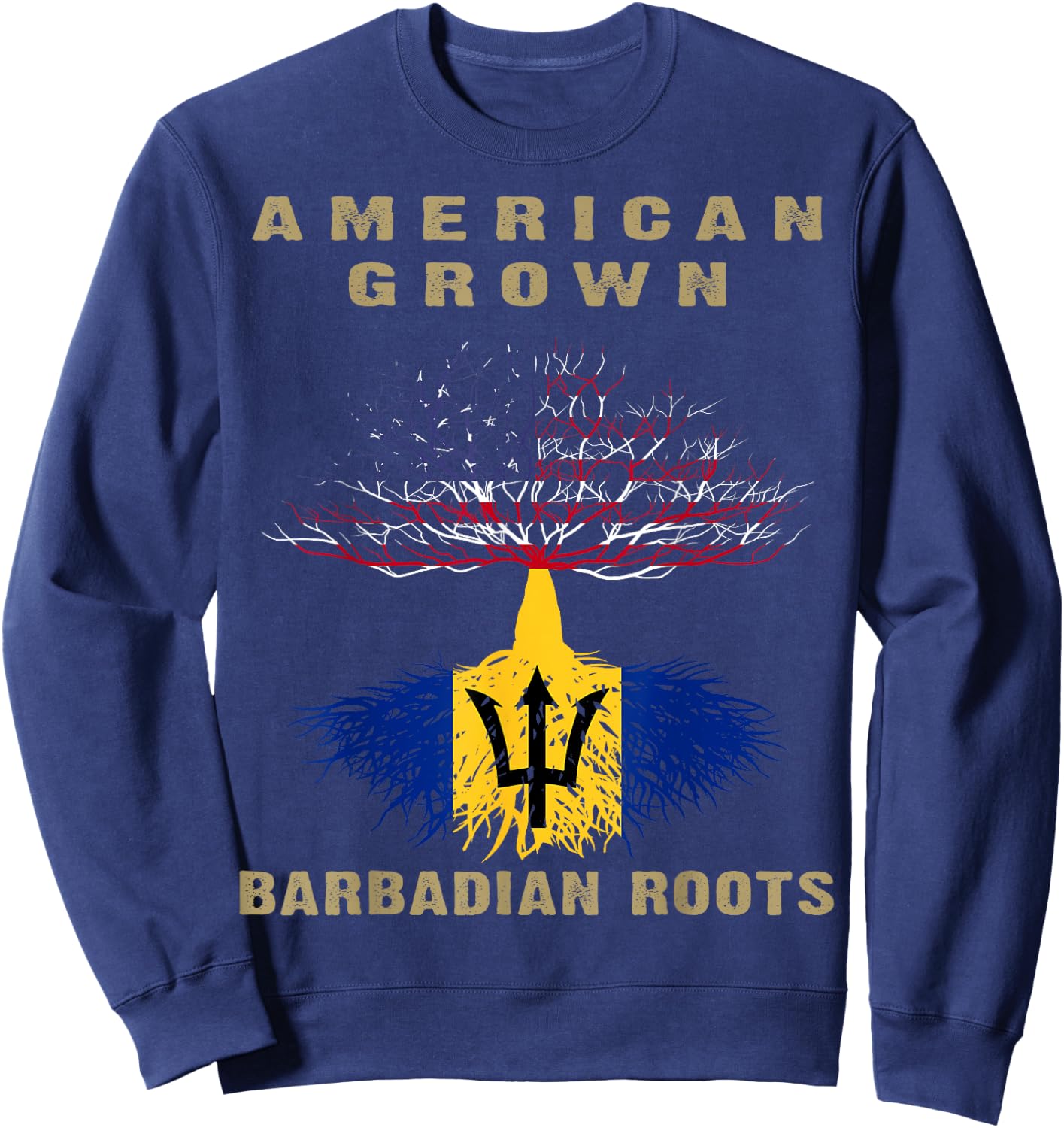 Barbados Bajan Barbadian Heritage Proud Half Barbadian Flag Sweatshirt - Sweatshirt | Navy