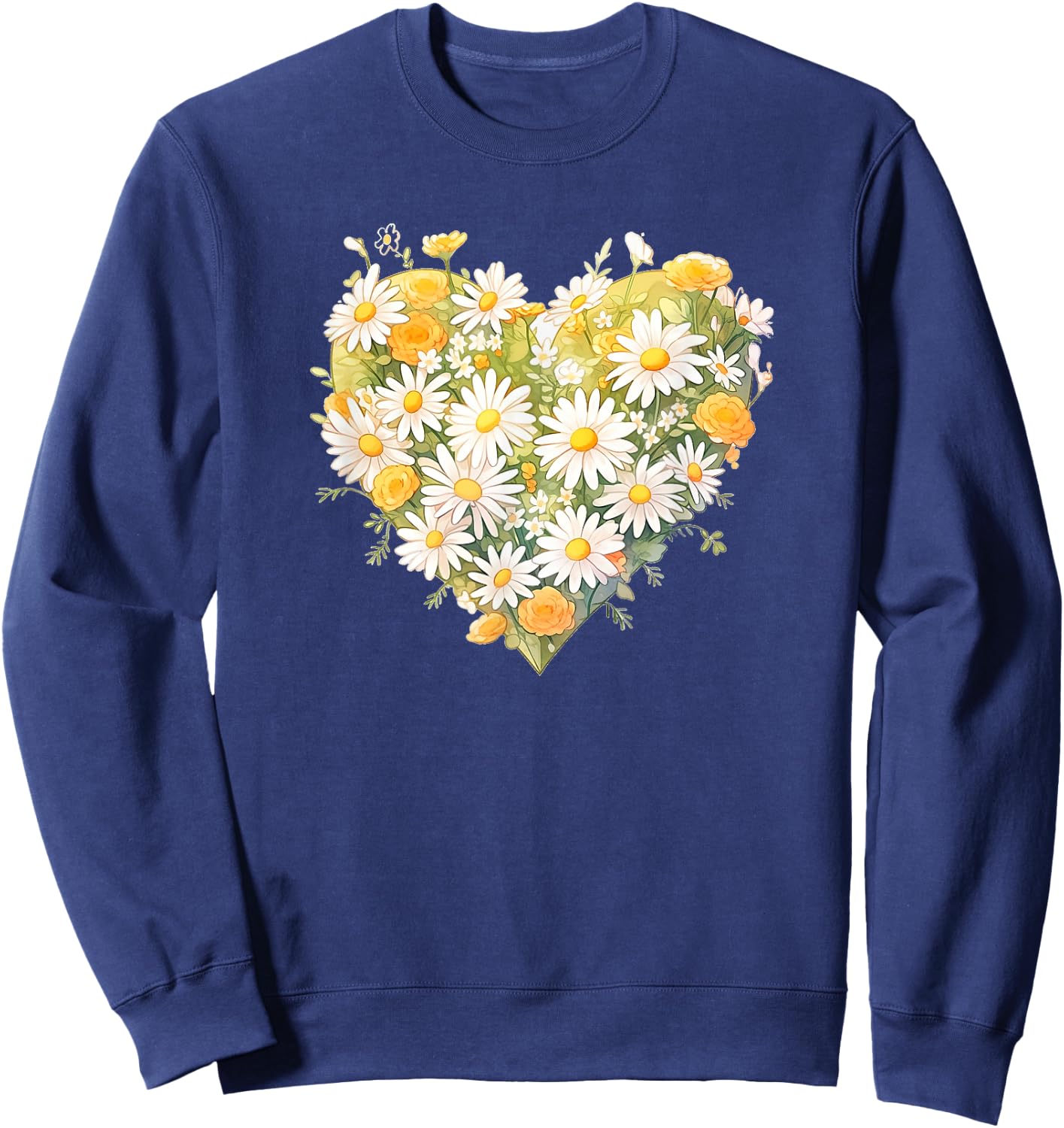 Daisy, Heart, Love, Flower, Fashion, Valentine's Day Sweatshirt - Sweatshirt | Navy