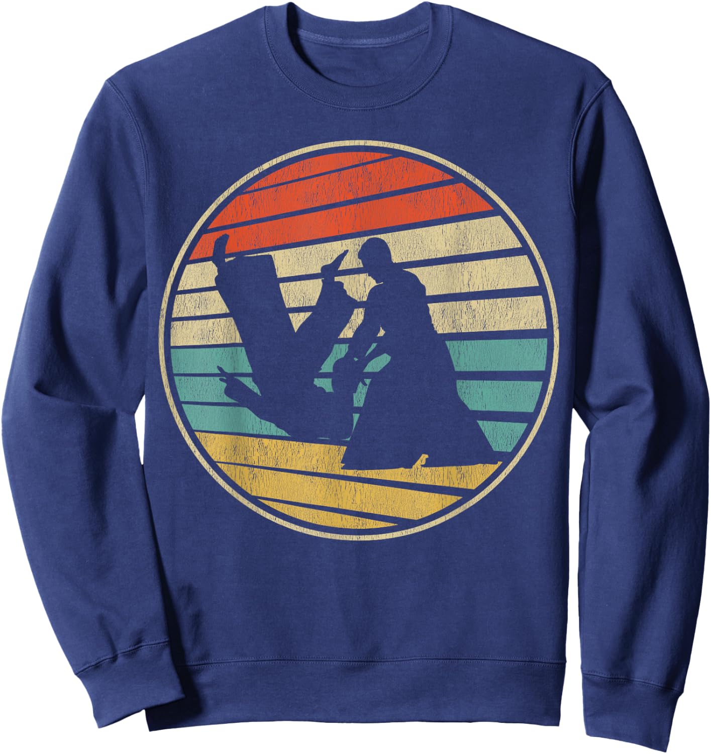 Cute Aikido Gift Retro Vintage 70s 80s Japanese Martial Art Sweatshirt - Sweatshirt | Navy