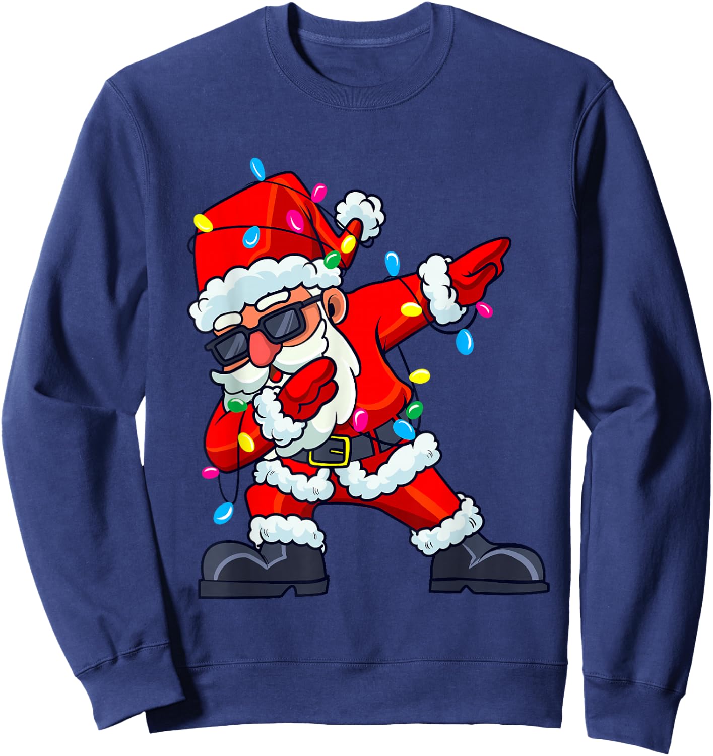 Dabbing Santa Claus Christmas Tree Lights Boys Kids Dab Xmas Sweatshirt - Sweatshirt | Navy