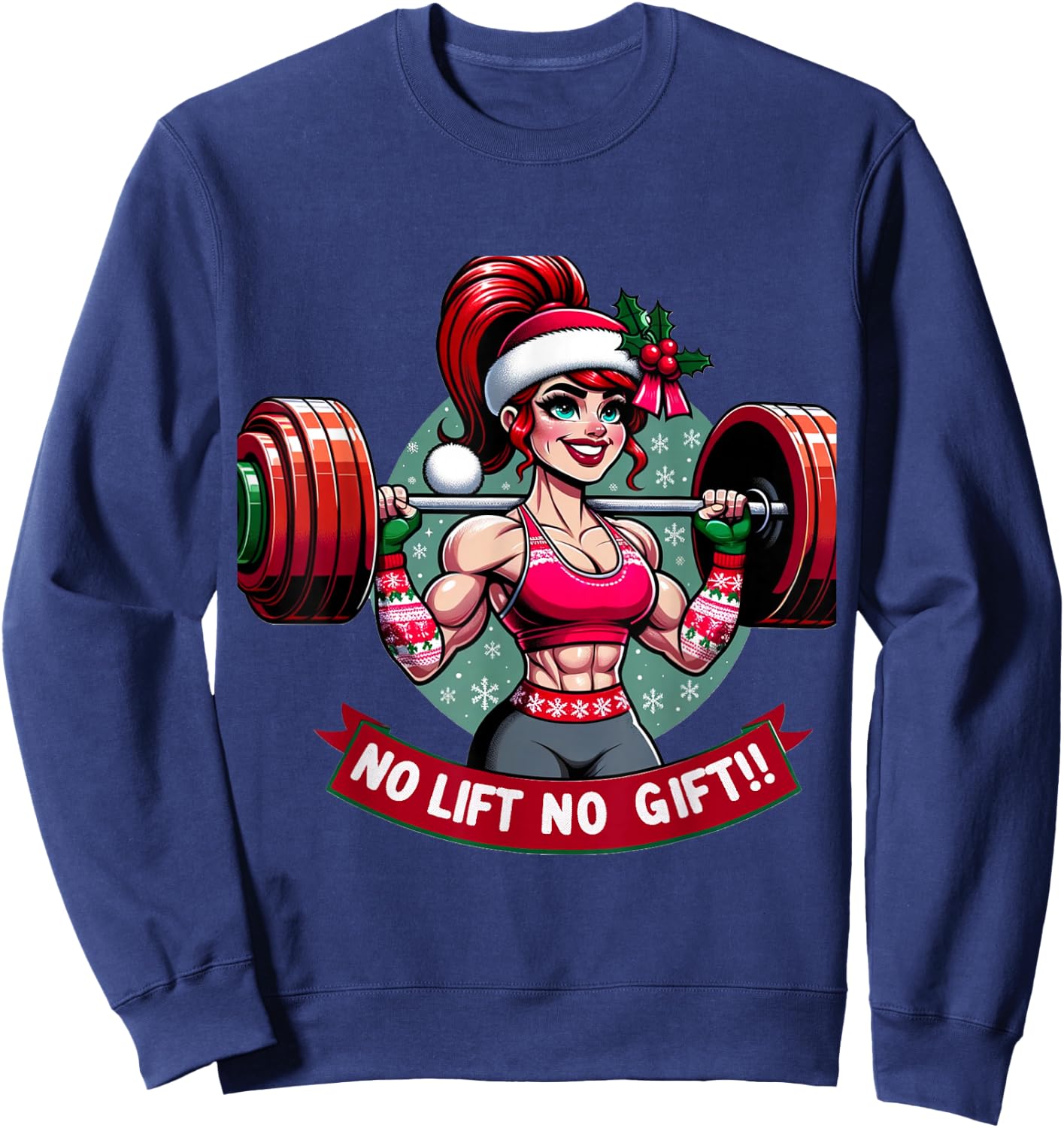 No Lift No Gift Workout Gym Christmas Xmas Miss Santa Women Sweatshirt - Sweatshirt | Navy