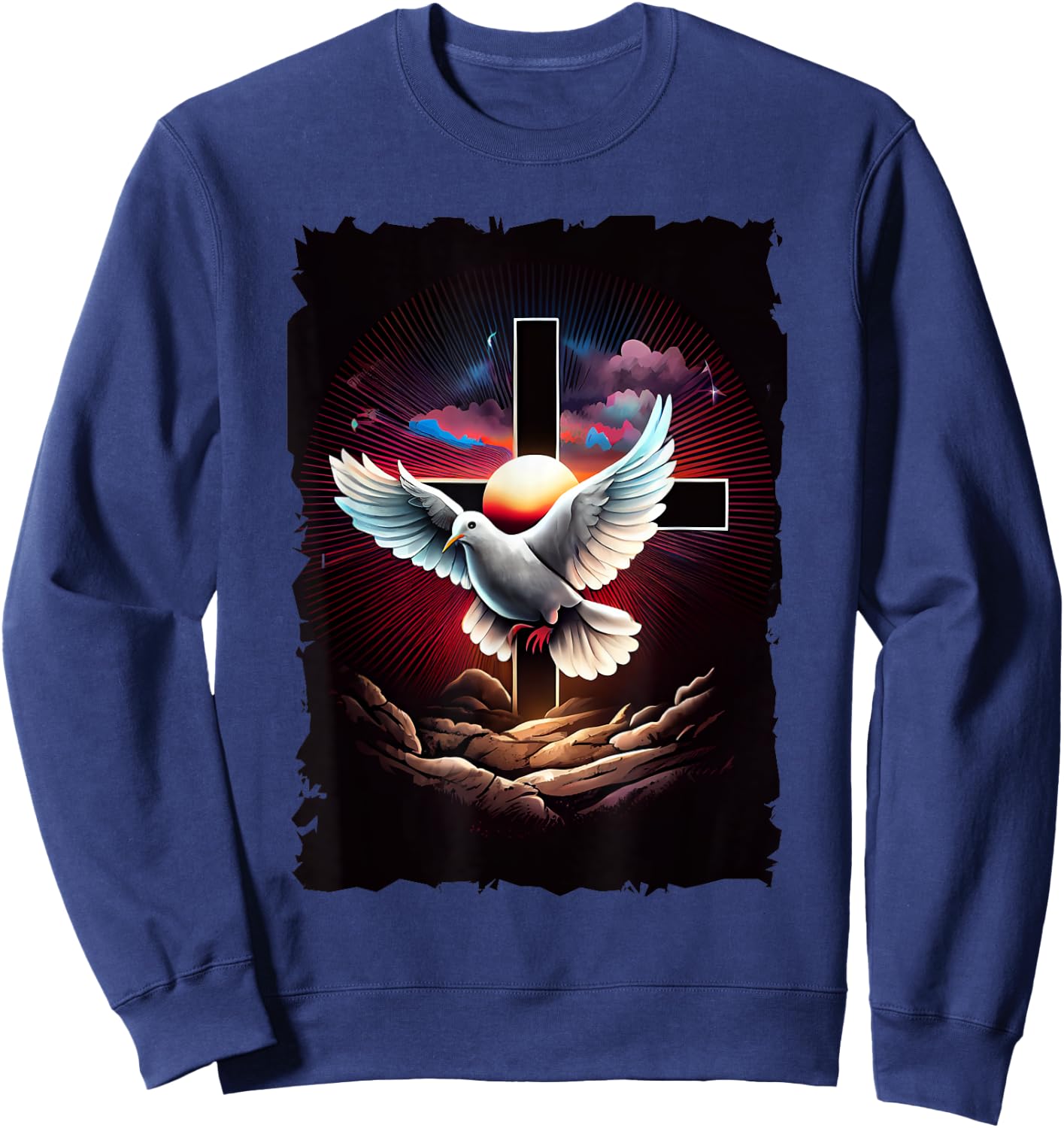 Christian Dove Cross retro 70s vintage Sweatshirt - Sweatshirt | Navy