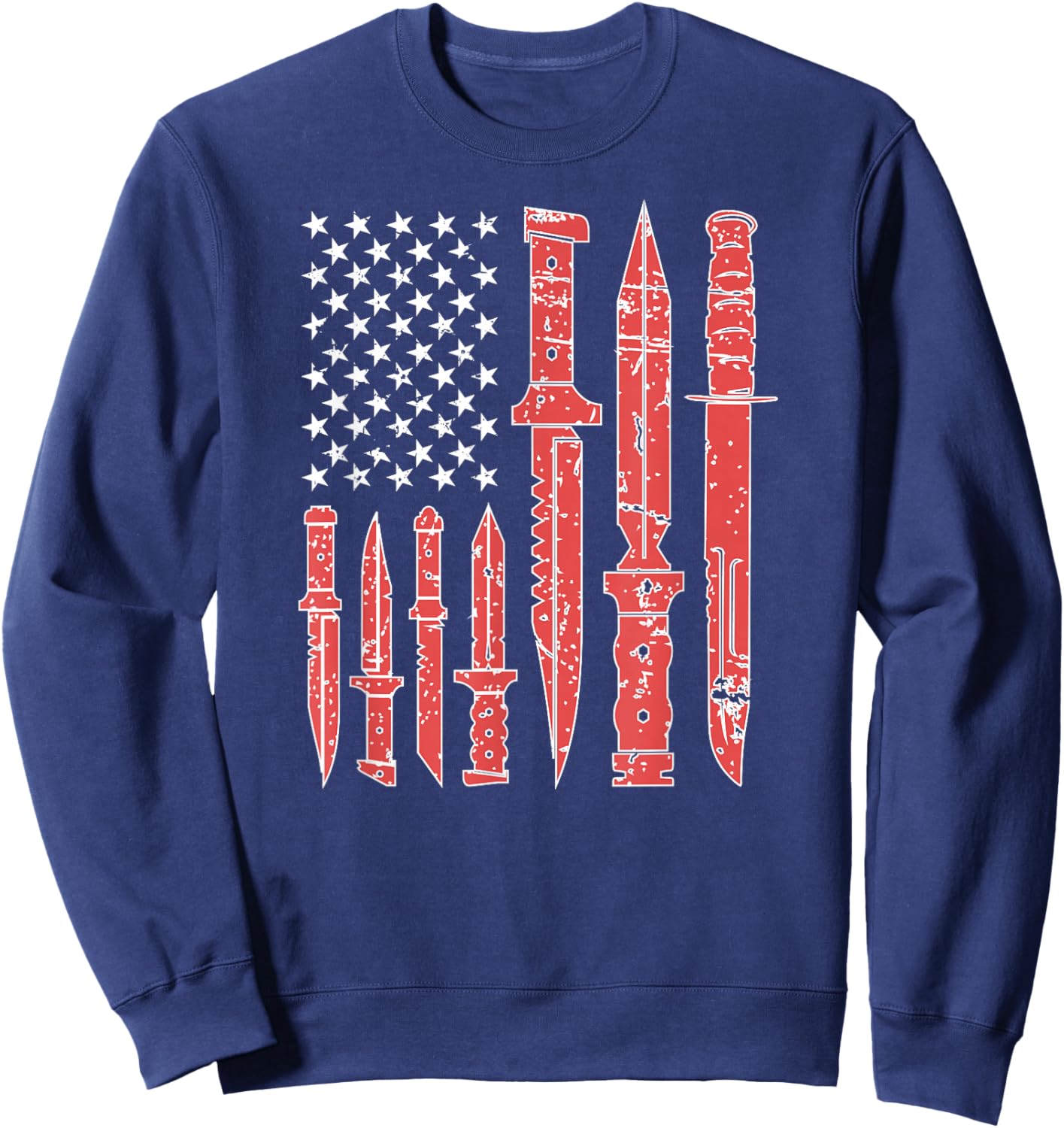 Knife Collecting For Proud Knives Collector US Flag Knife Lover Knife Enthusiast Sweatshirt - Sweatshirt | Navy