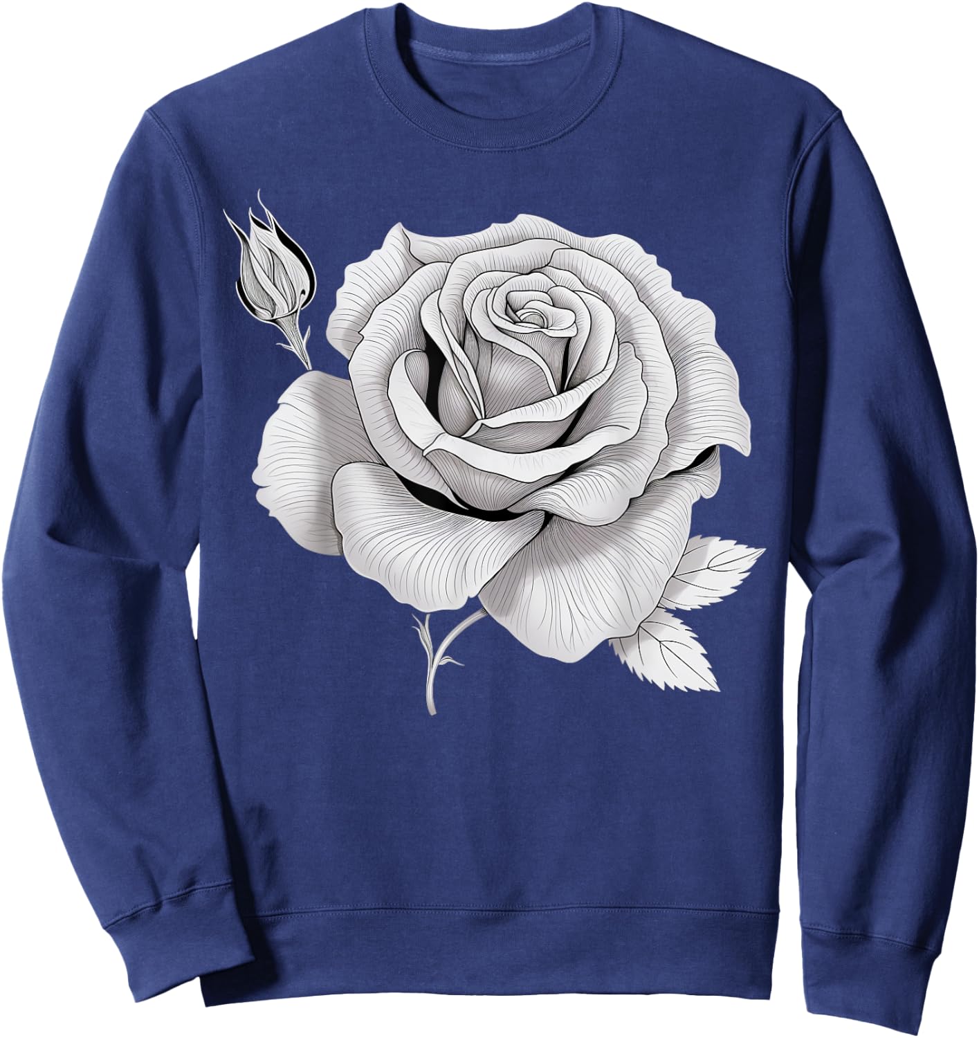Minimalistic black and white Rose Sweatshirt - Sweatshirt | Navy
